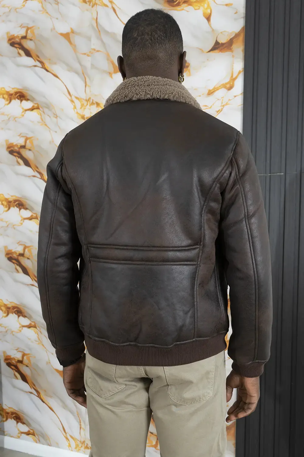 Giacca Shearling Montone Con Pelliccia E tasche Art. Gb182