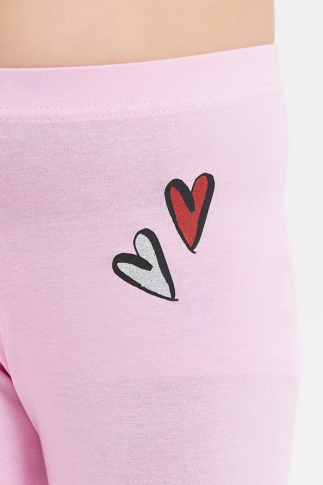 Girls Pink Embellished Leggings