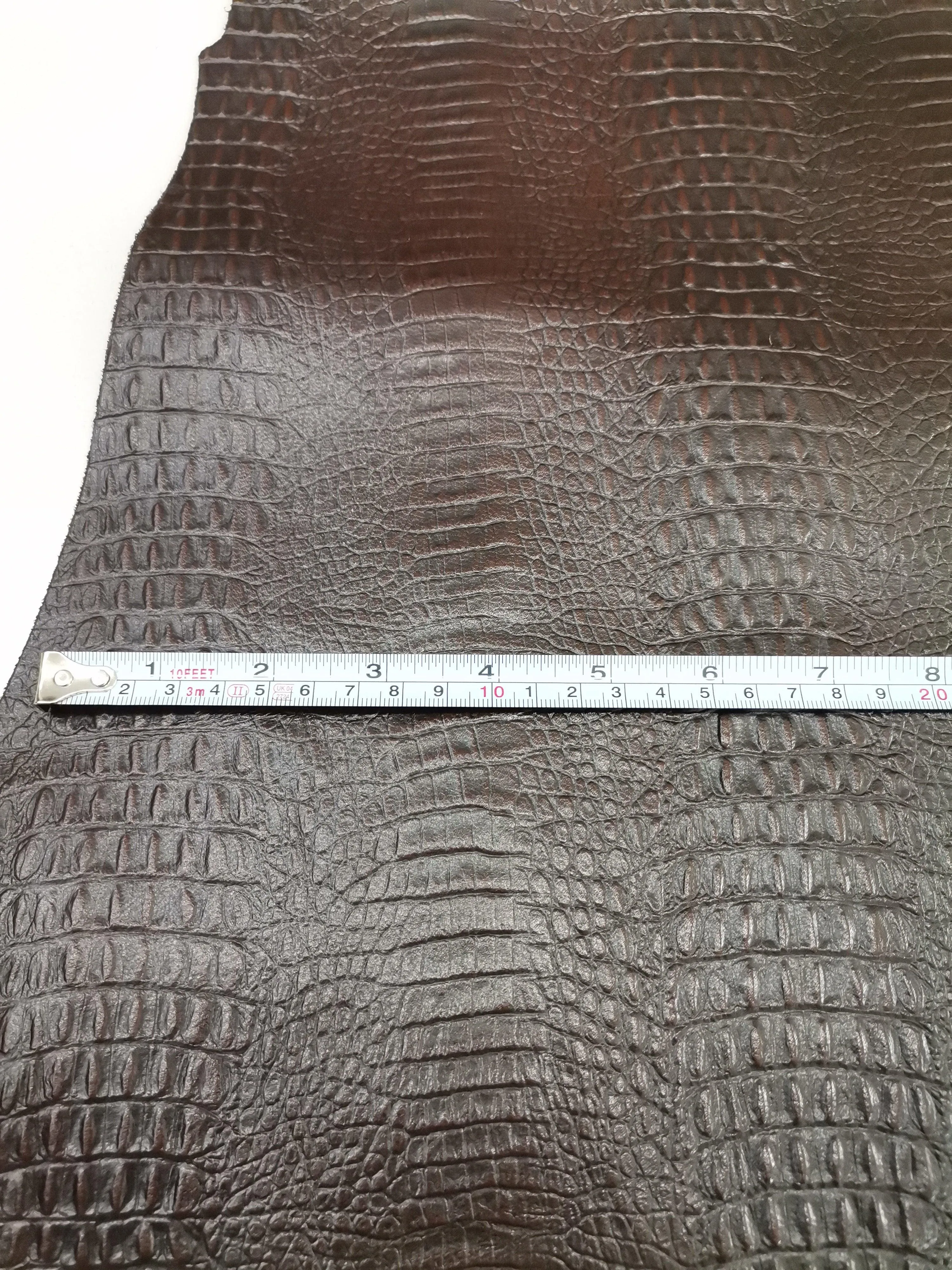 Goat leather embossed crocodile effect, Genuine goat skins printed small crocodile look, thickness 0,8mm(2 oz)