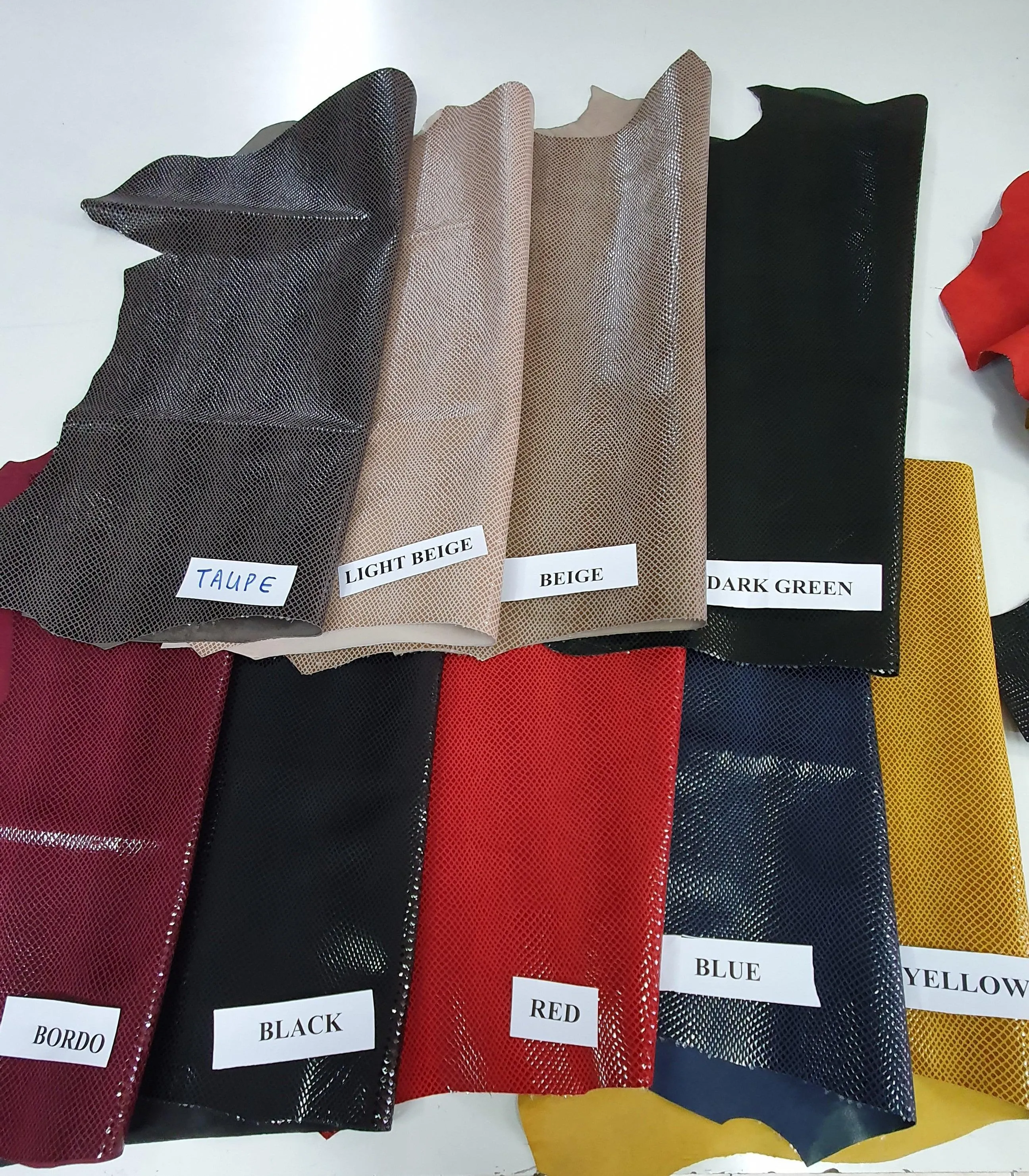 Goat suede Leather snake printed, Genuine Goat hide skin reptil effect Leather thick. 0,9mm(2 oz)