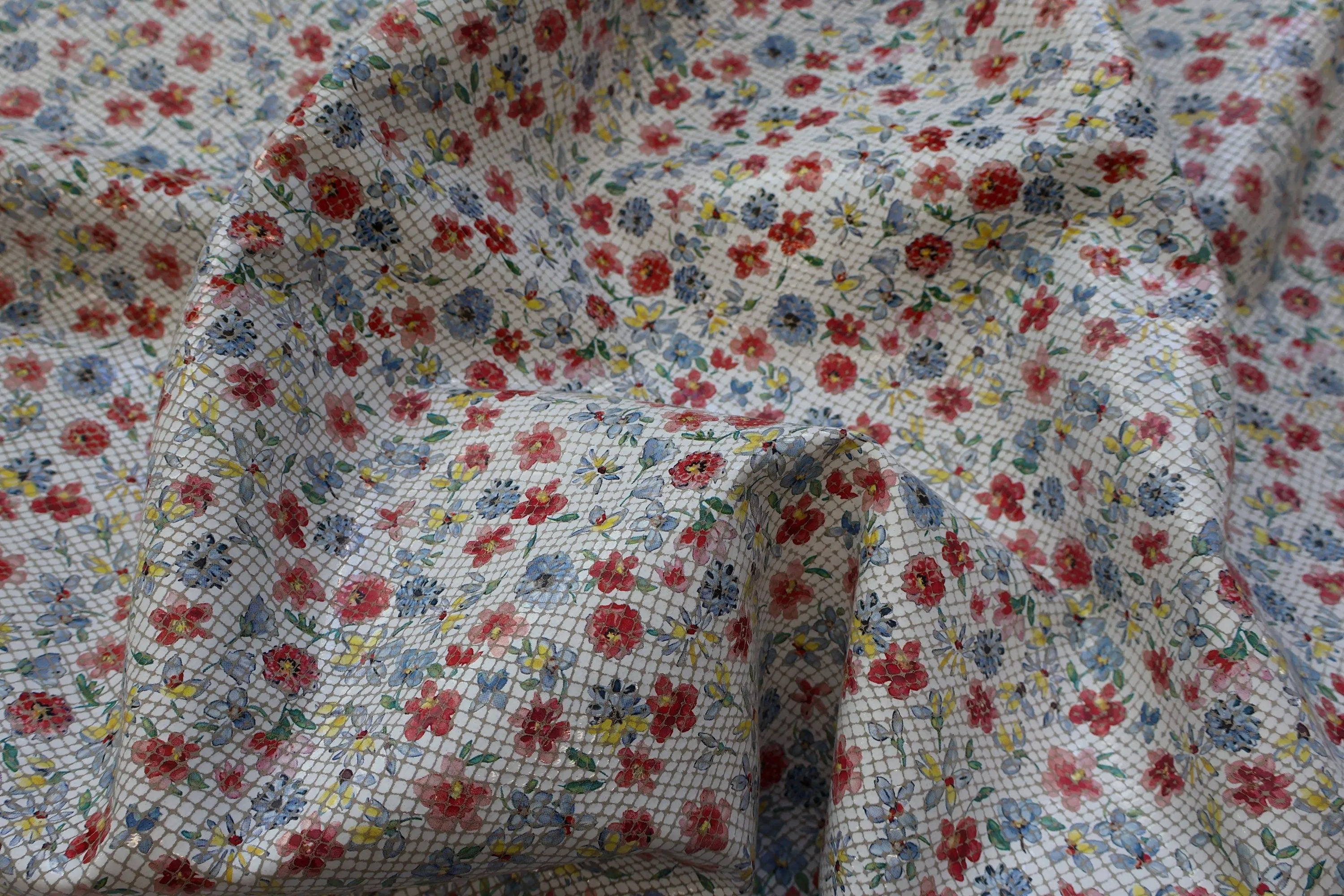Goat suede printed leather, Genuine goat skin flowers print on suede, thickness 0,9mm(2 1/2oz)