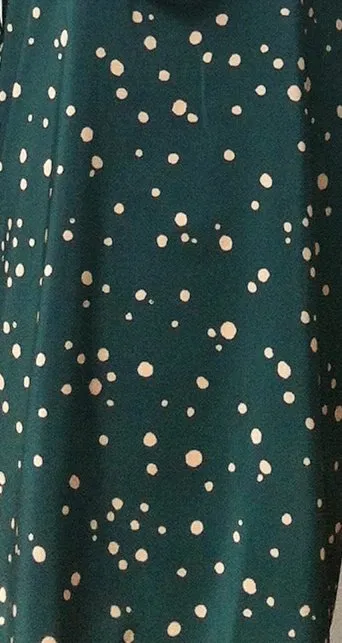 Going Dotty | Forest green beige polka dot Retro 80s shift tent dress