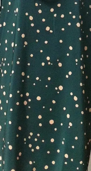 Going Dotty | Forest green beige polka dot Retro 80s shift tent dress