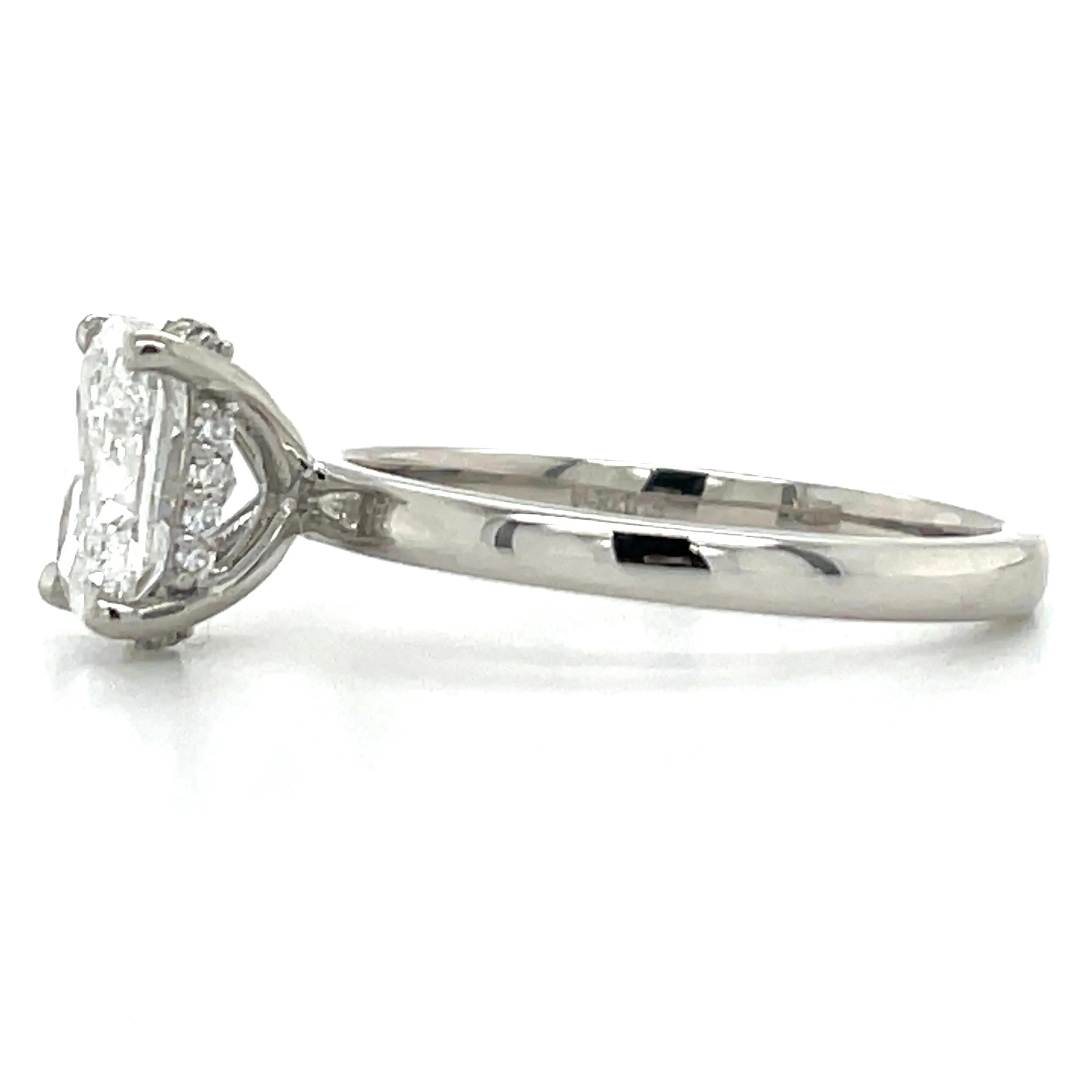Grace - Platinum 1.58ct Laboratory Grown Elongated Cushion Cut Diamond Engagement Ring With Hidden Halo