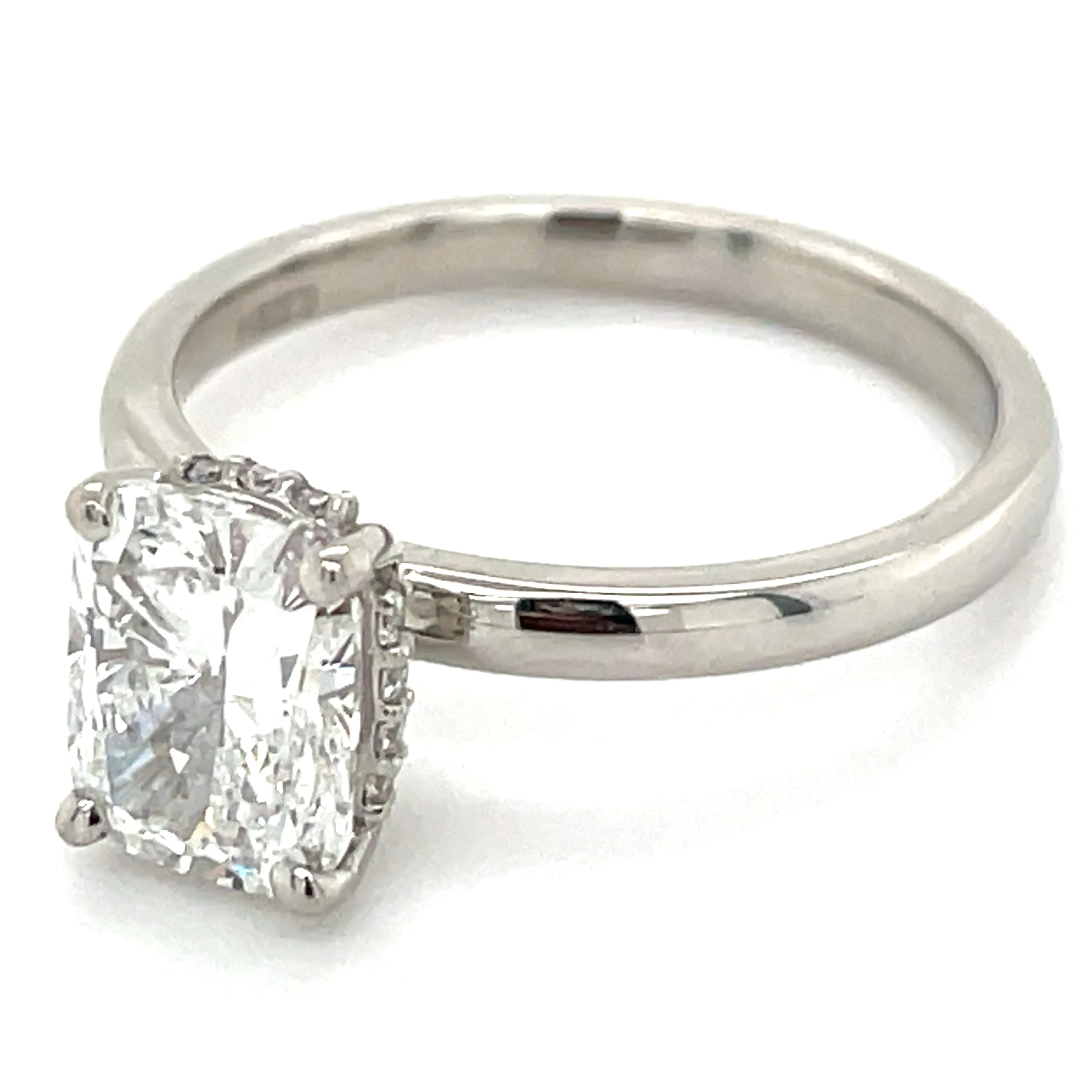 Grace - Platinum 1.58ct Laboratory Grown Elongated Cushion Cut Diamond Engagement Ring With Hidden Halo