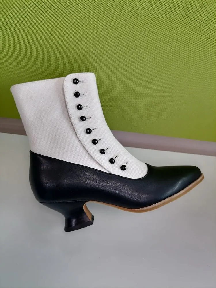 Handmade Vintage Victorian Buttoned Ankle Boots - Regency Era Inspired