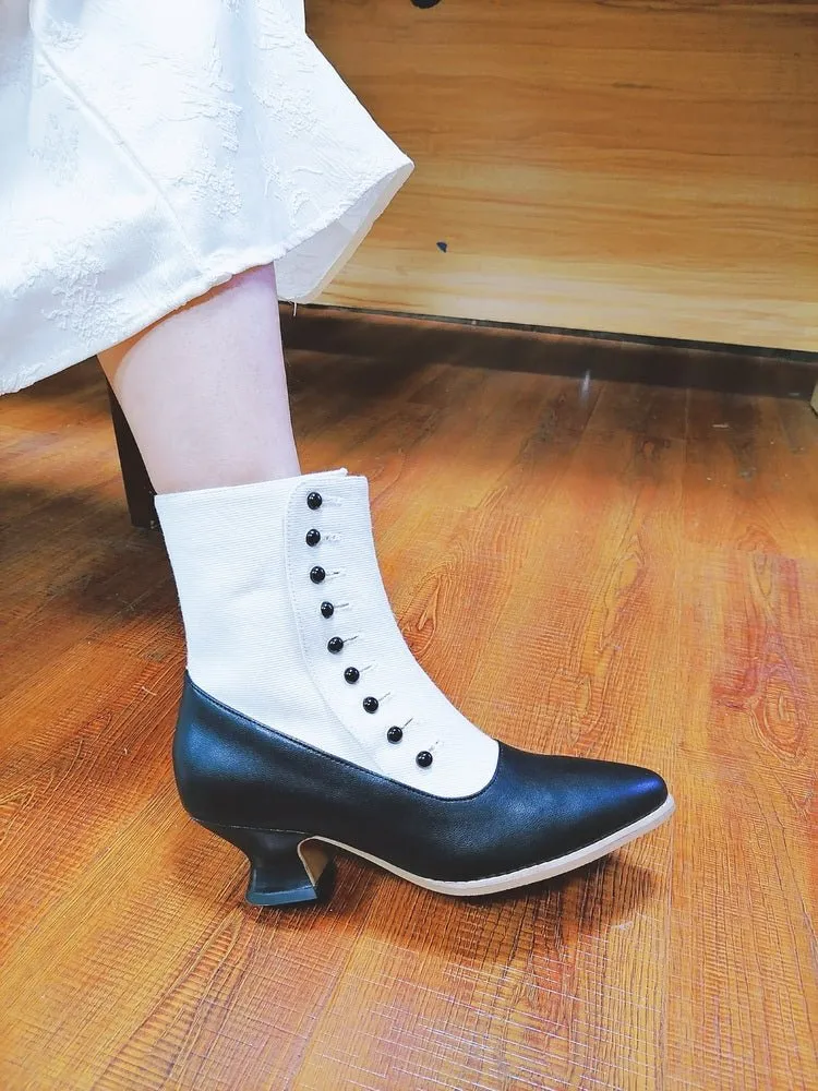 Handmade Vintage Victorian Buttoned Ankle Boots - Regency Era Inspired
