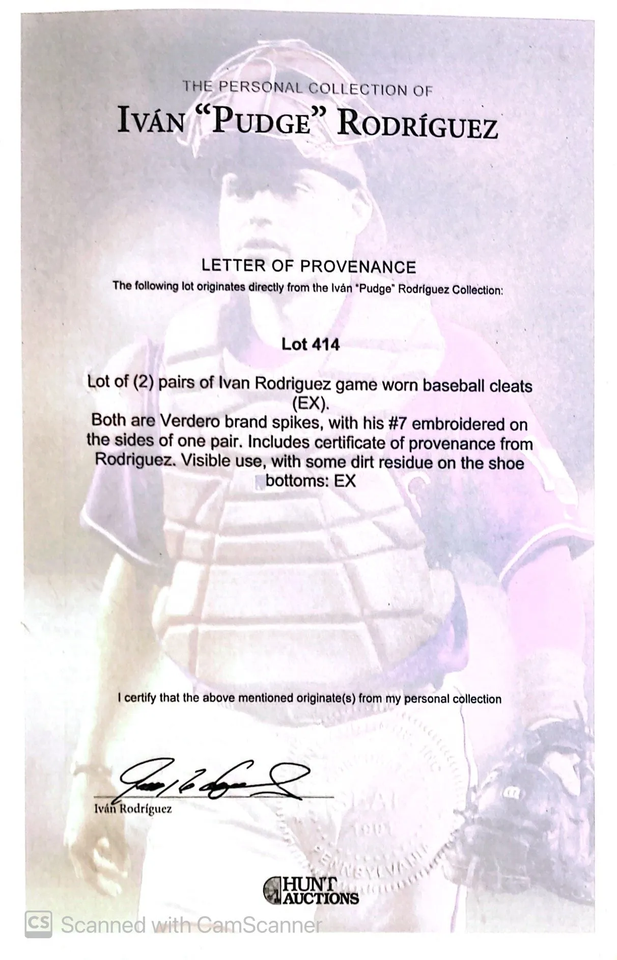 Ivan Rodriguez Texas Rangers Game Used Pair Of Verdero Baseball Cleats Hunt LOA