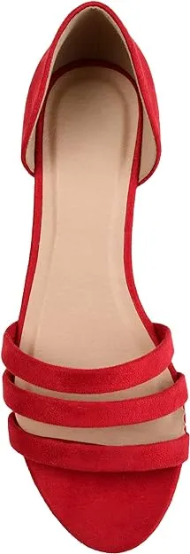 Journee Collection Women's Gildie Open-Toe Ankle Cuff Flat  Color Red Size 12M