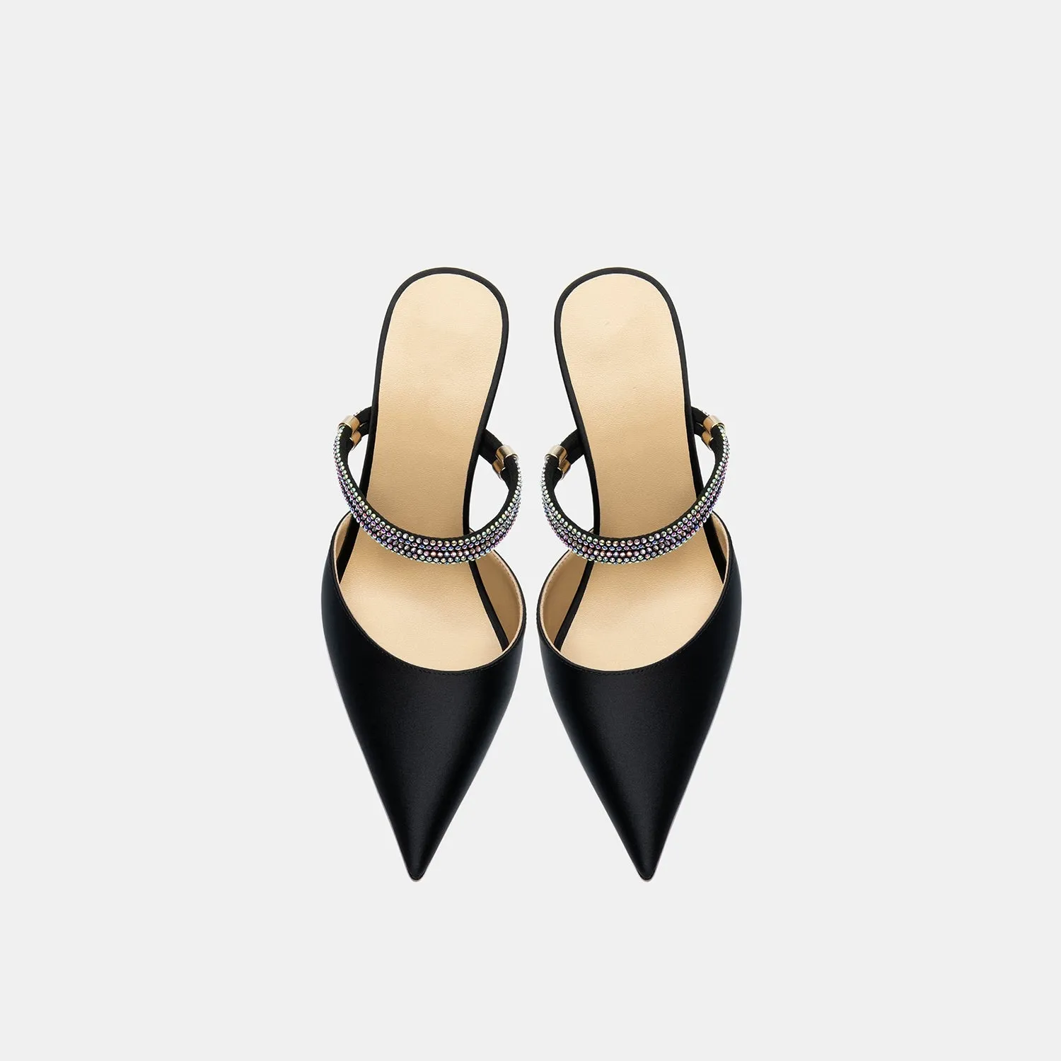 Julia Black Satin Mule Heels