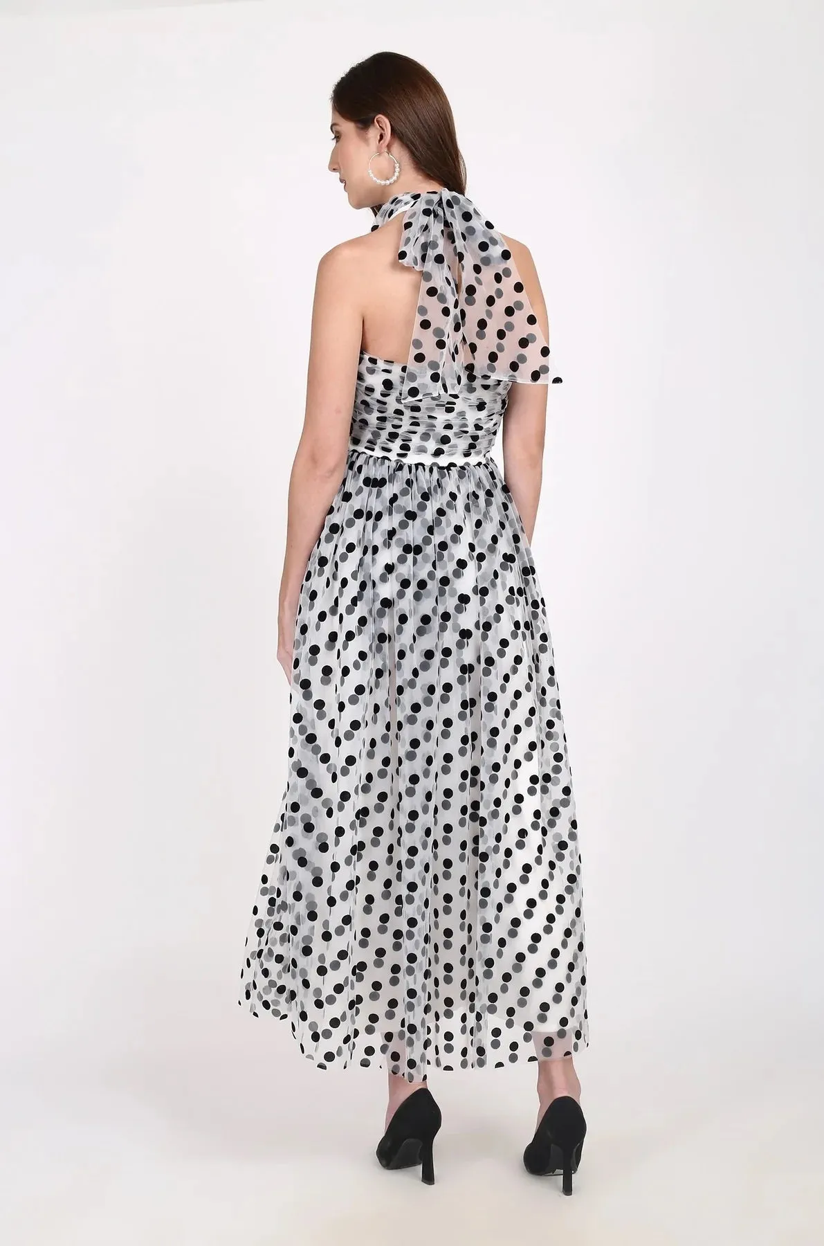 Lace & Beads Blake Maxi Polka Dot Dress