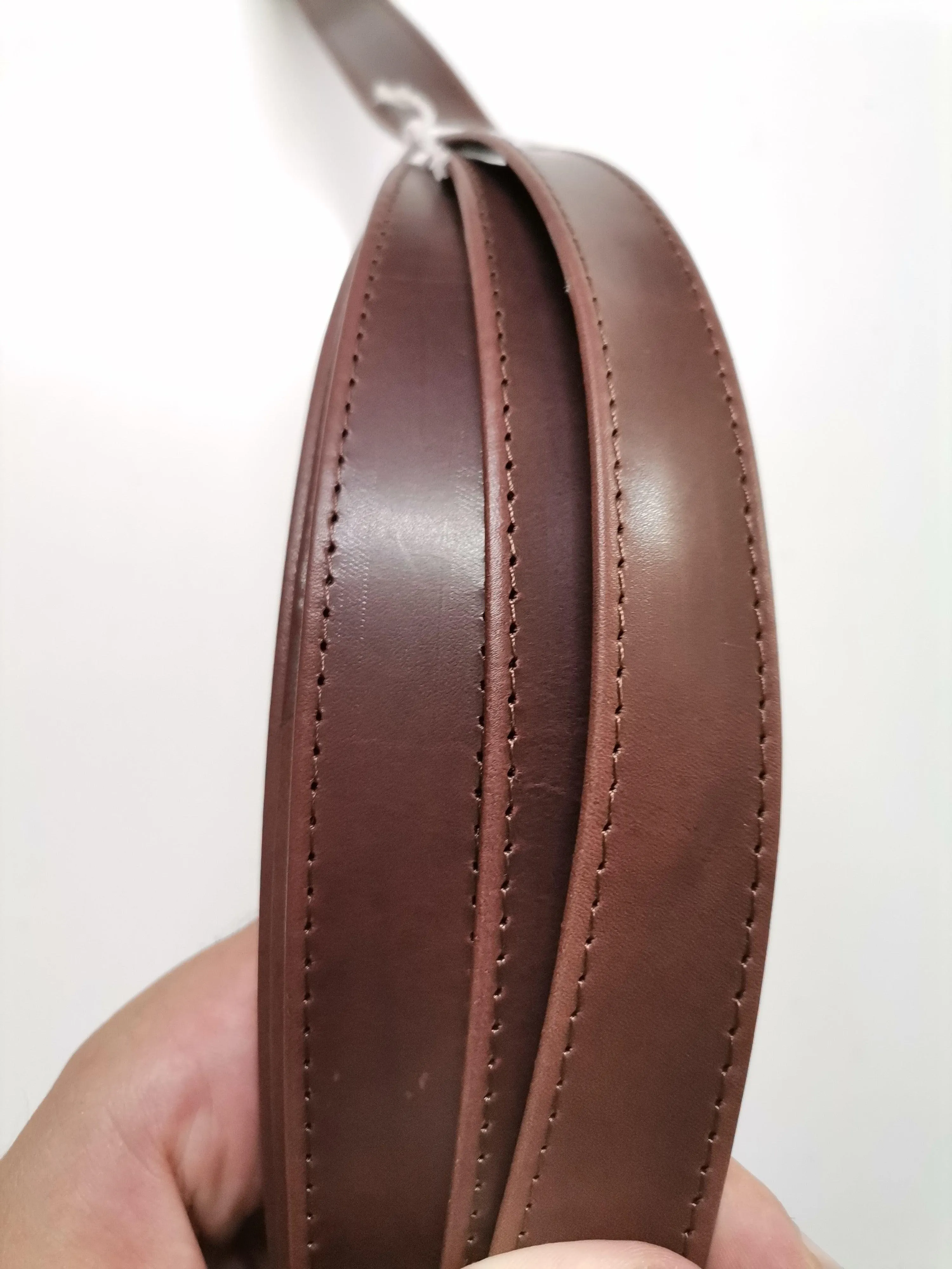 Leather stitched straps width 2,5cm ( 6 oz), Genuine full grain double face leather straps, Leather strips, Straps for bags and DIY