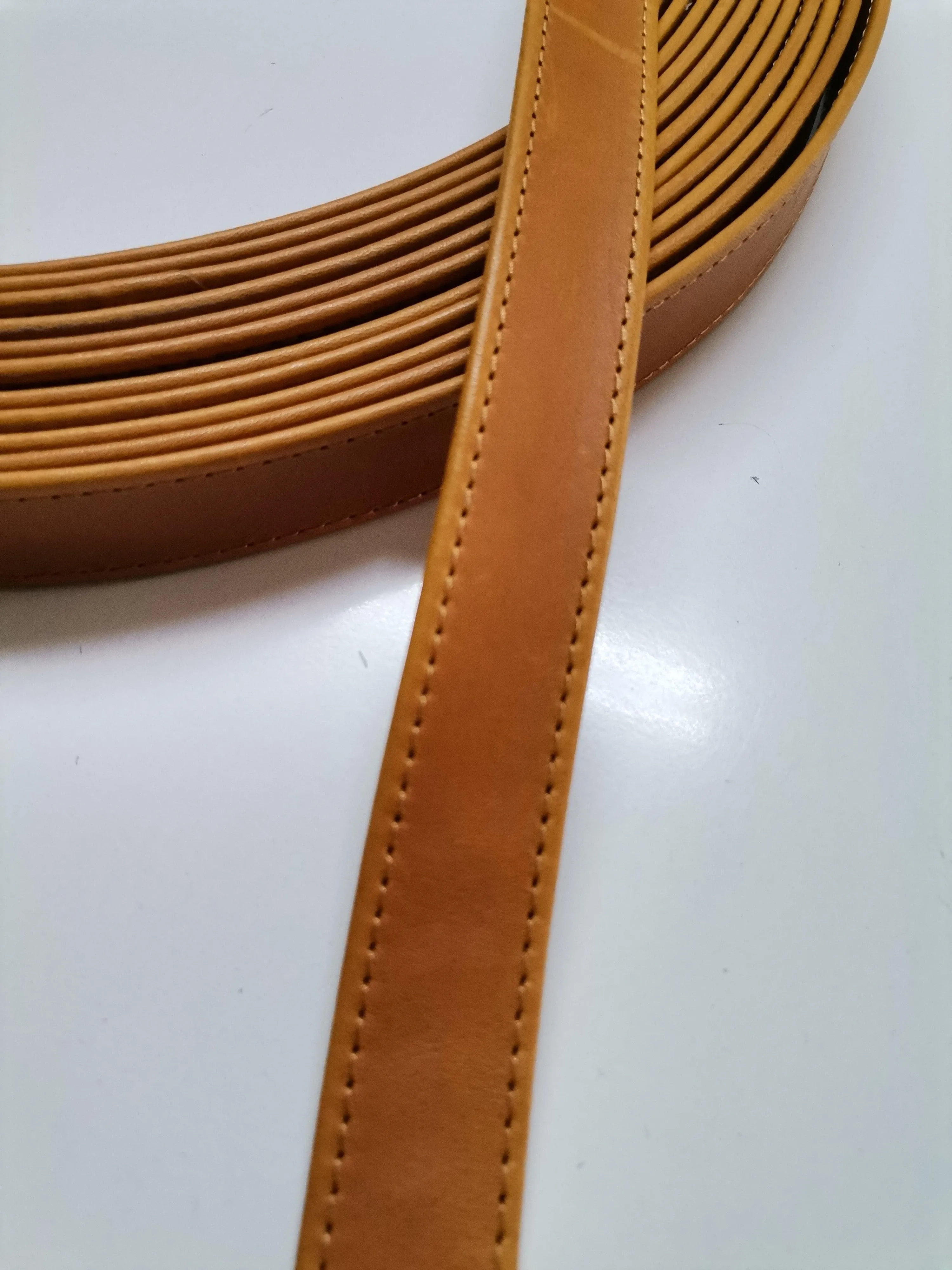 Leather stitched straps width 2,5cm ( 6 oz), Genuine full grain double face leather straps, Leather strips, Straps for bags and DIY