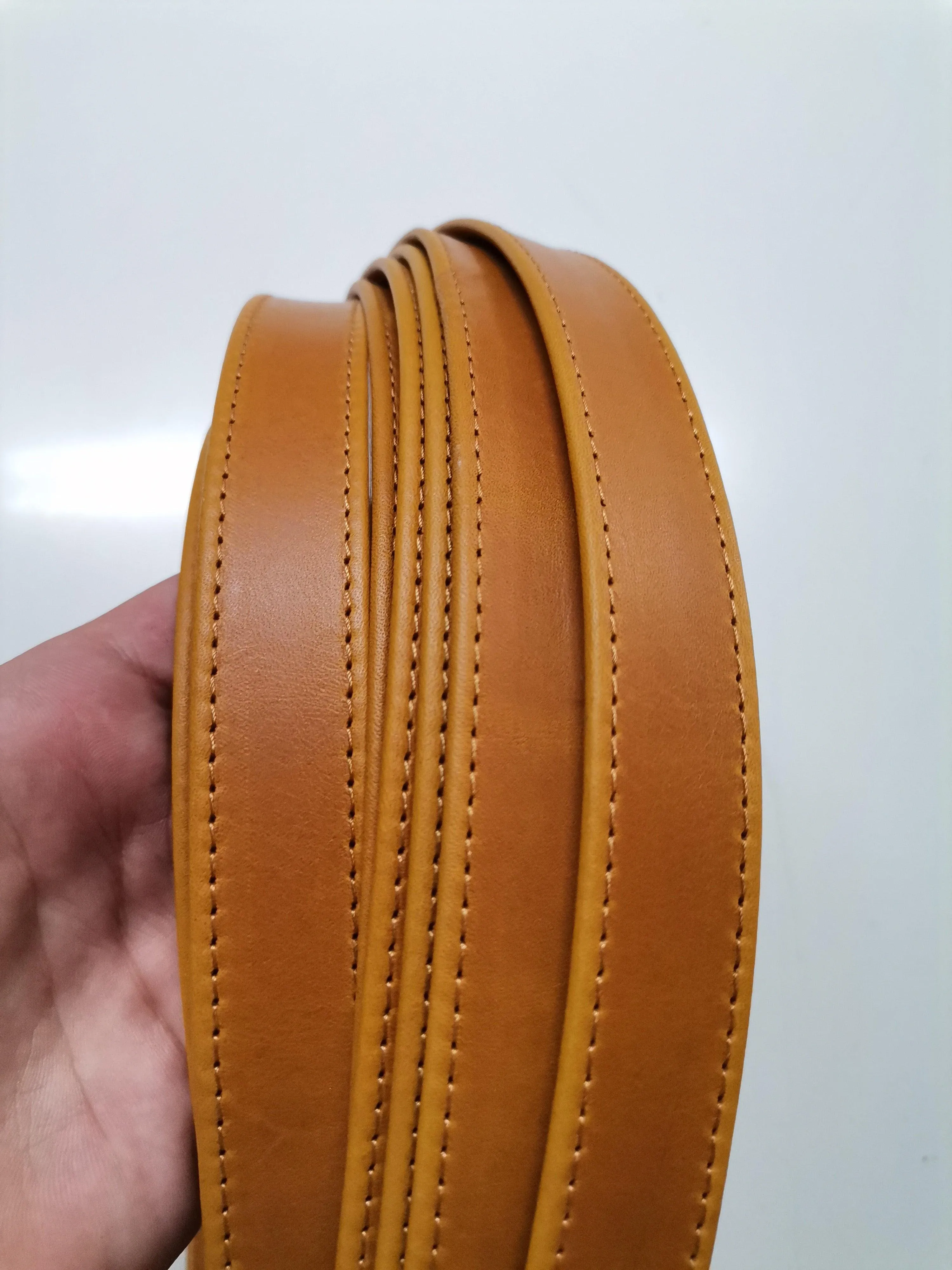 Leather stitched straps width 2,5cm ( 6 oz), Genuine full grain double face leather straps, Leather strips, Straps for bags and DIY