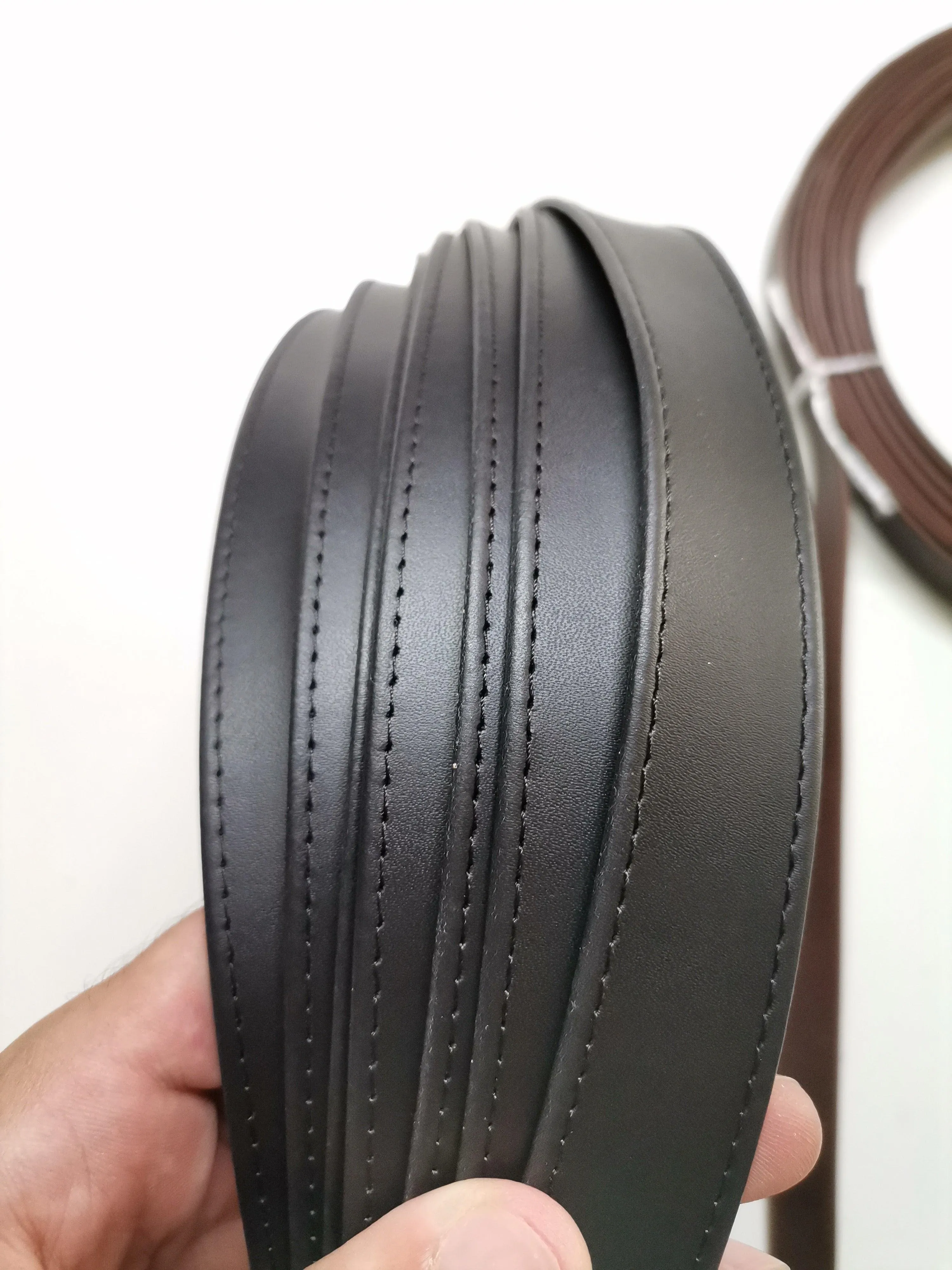Leather stitched straps width 2,5cm ( 6 oz), Genuine full grain double face leather straps, Leather strips, Straps for bags and DIY