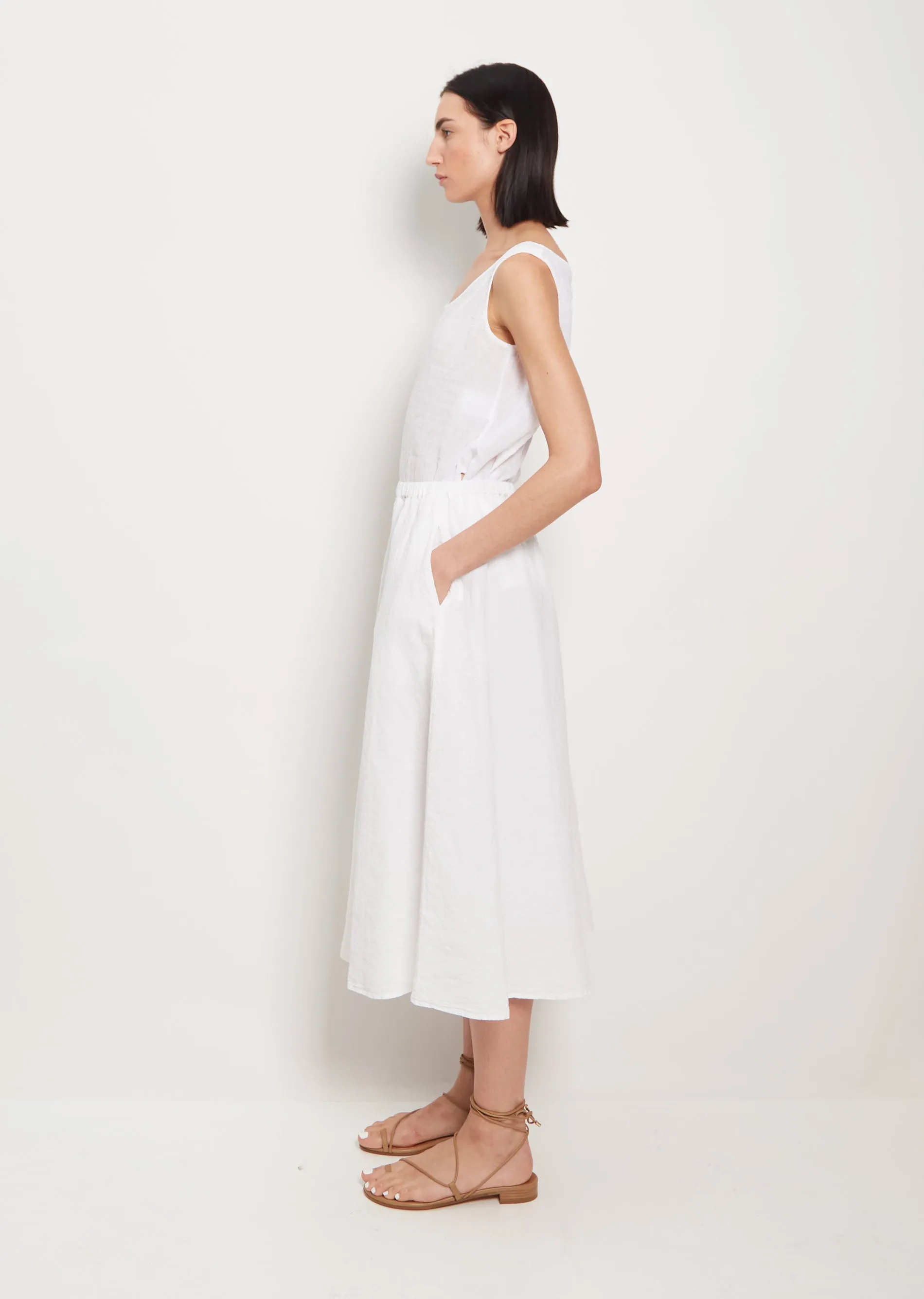 Lili Linen Skirt — Bright White