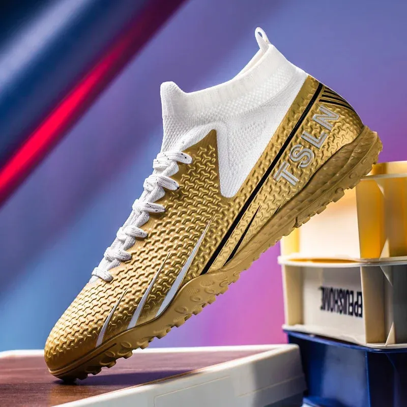 Lionel Messi Style Golden Soccer Cleats/Shoes TF/FG/High Ankle/Ultra-light
