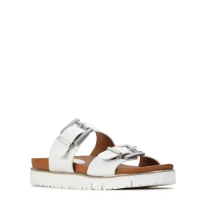 Los Cabos Carter Double Buckle Strap Slip On Sandle White White 36