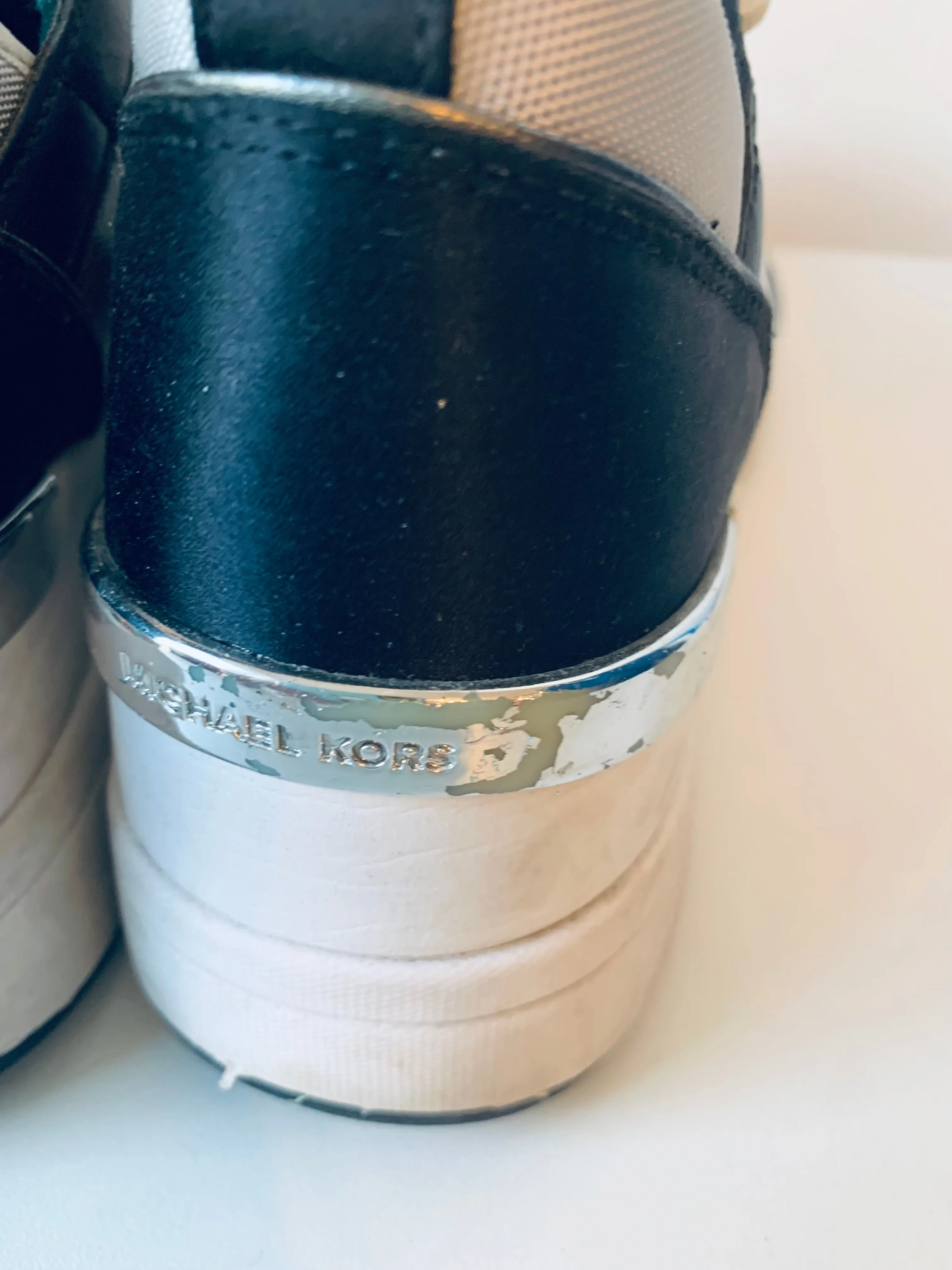 Michael Kors Green and White Platform Sneakers Size 10