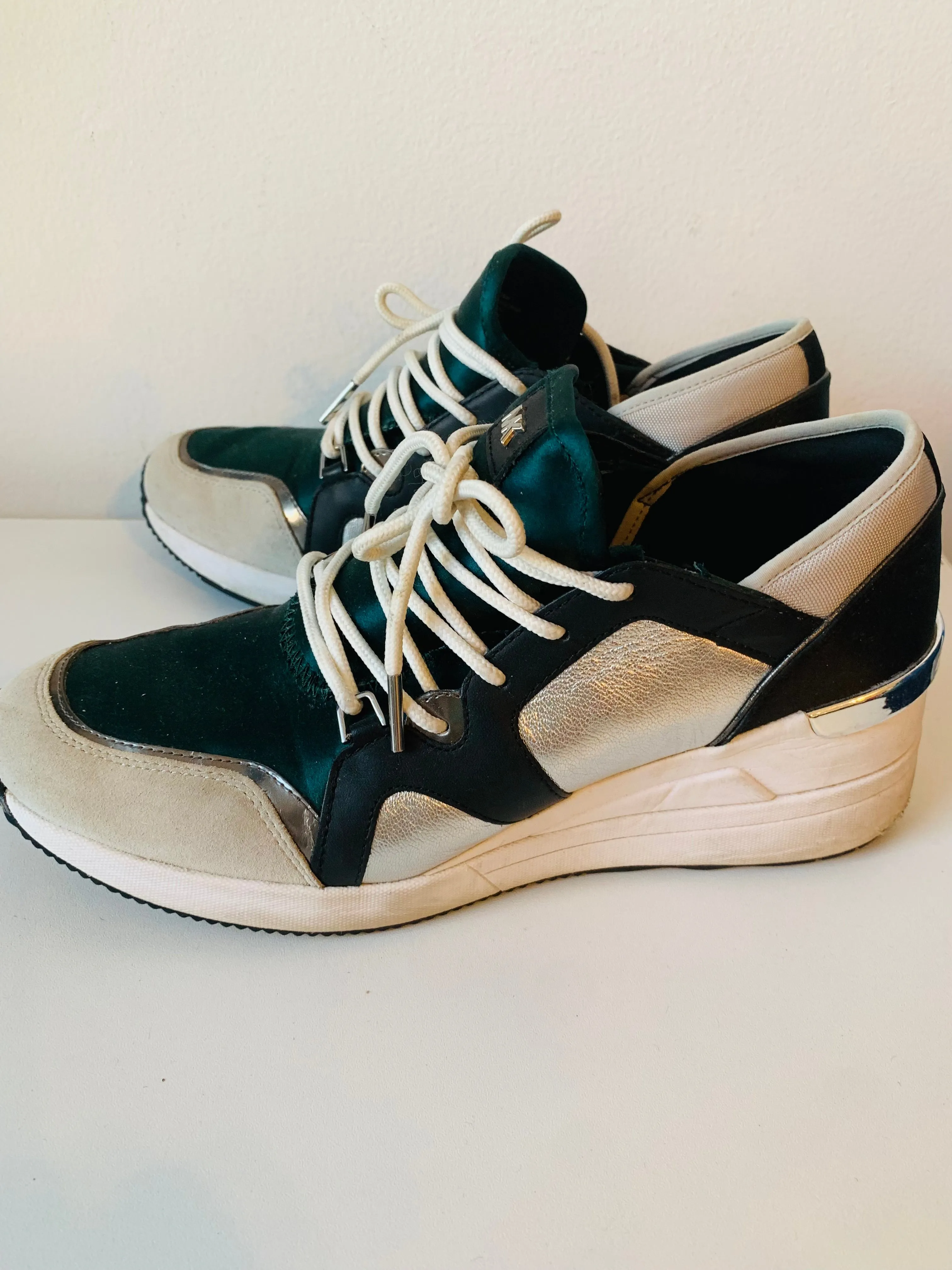 Michael Kors Green and White Platform Sneakers Size 10