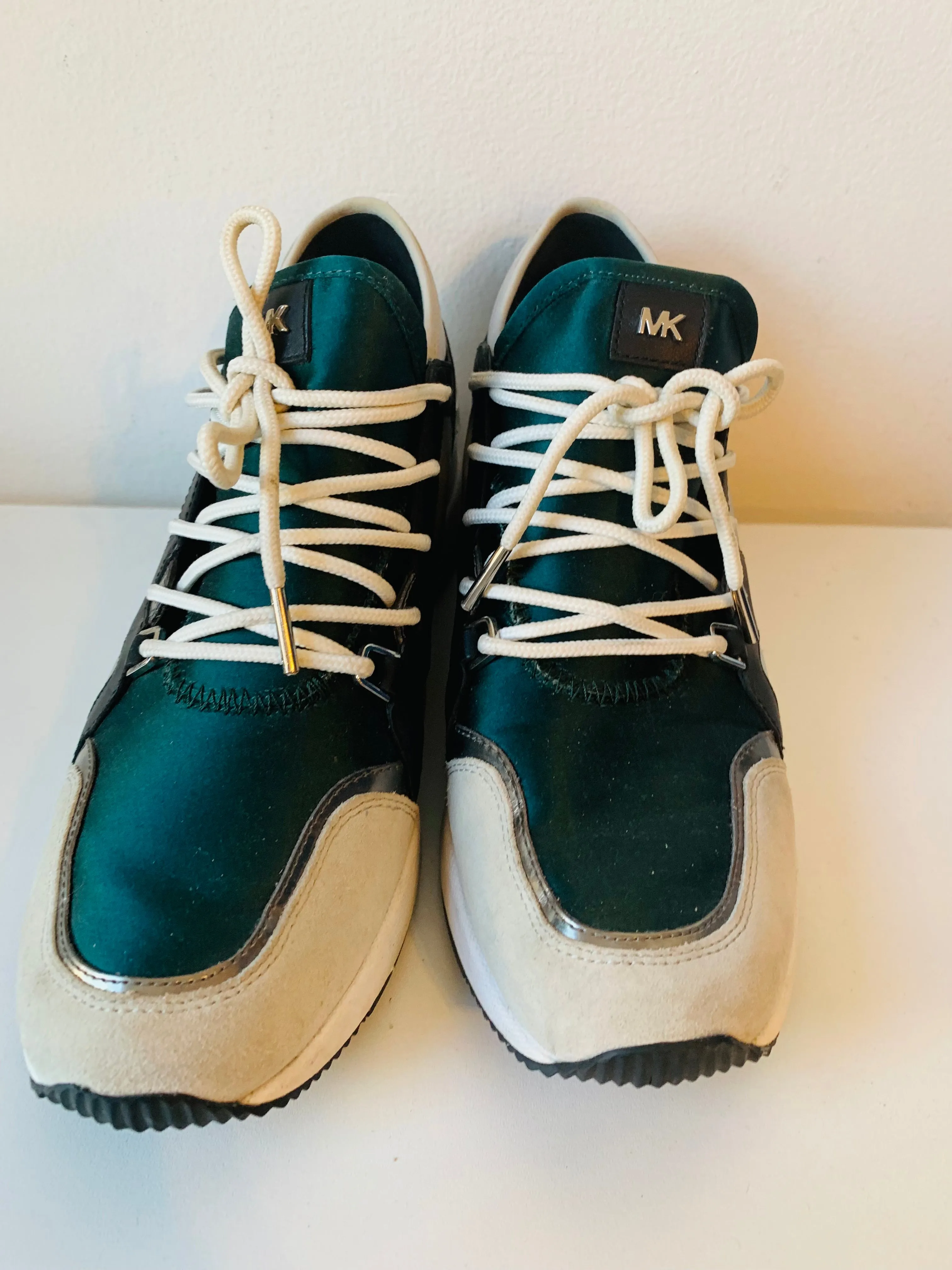 Michael Kors Green and White Platform Sneakers Size 10