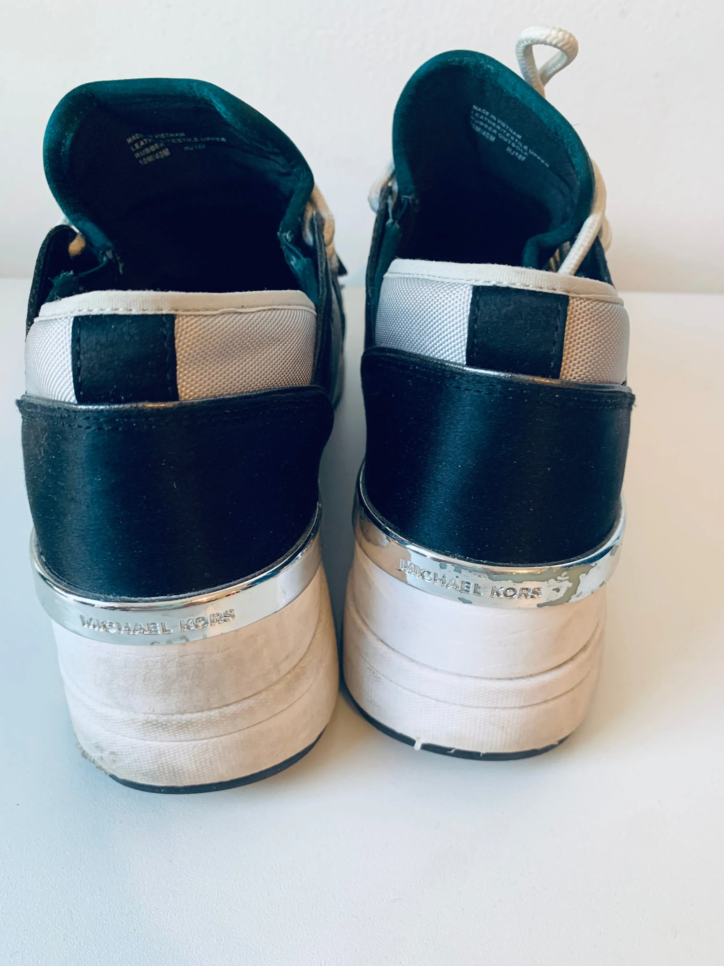 Michael Kors Green and White Platform Sneakers Size 10