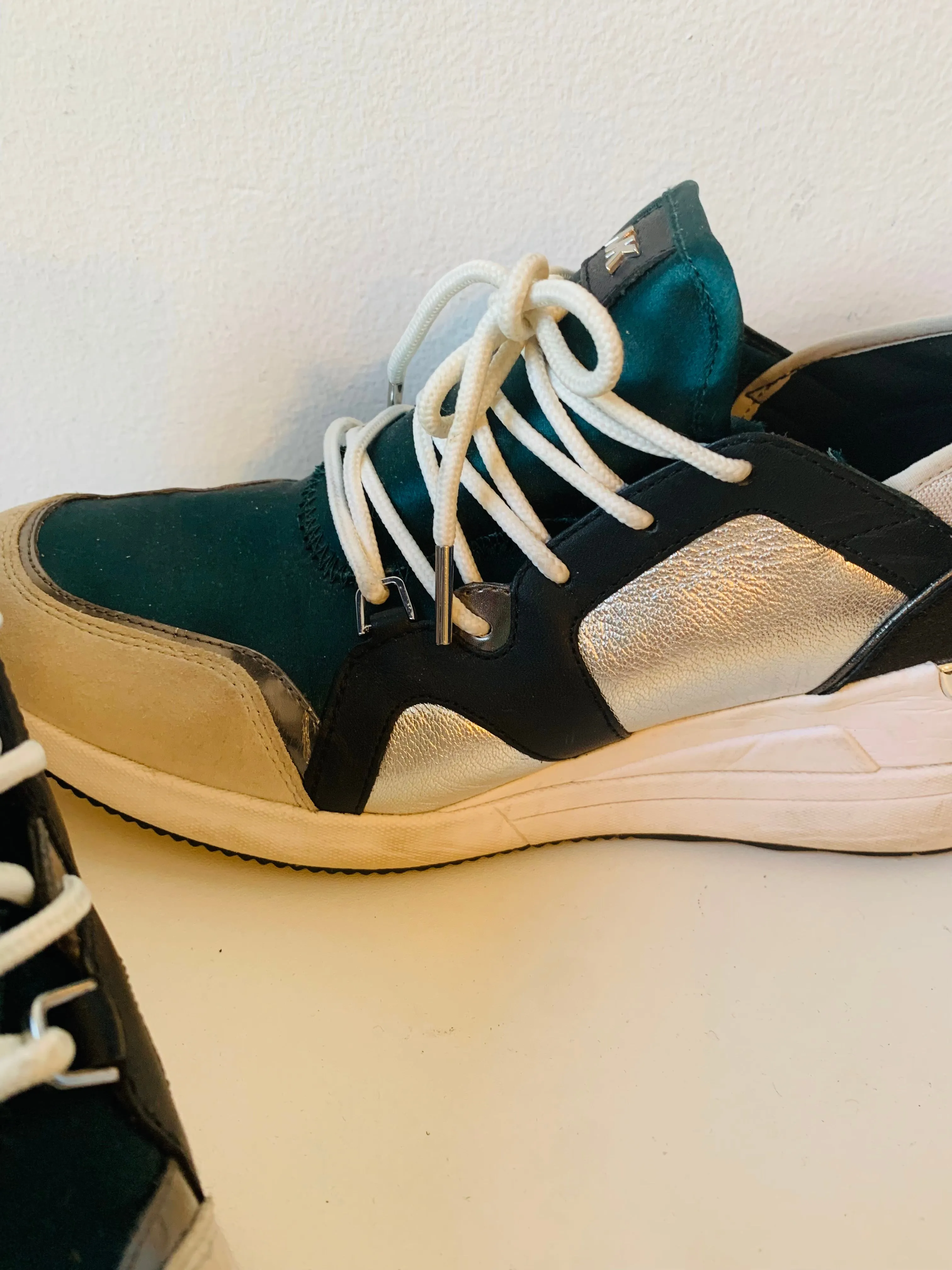 Michael Kors Green and White Platform Sneakers Size 10