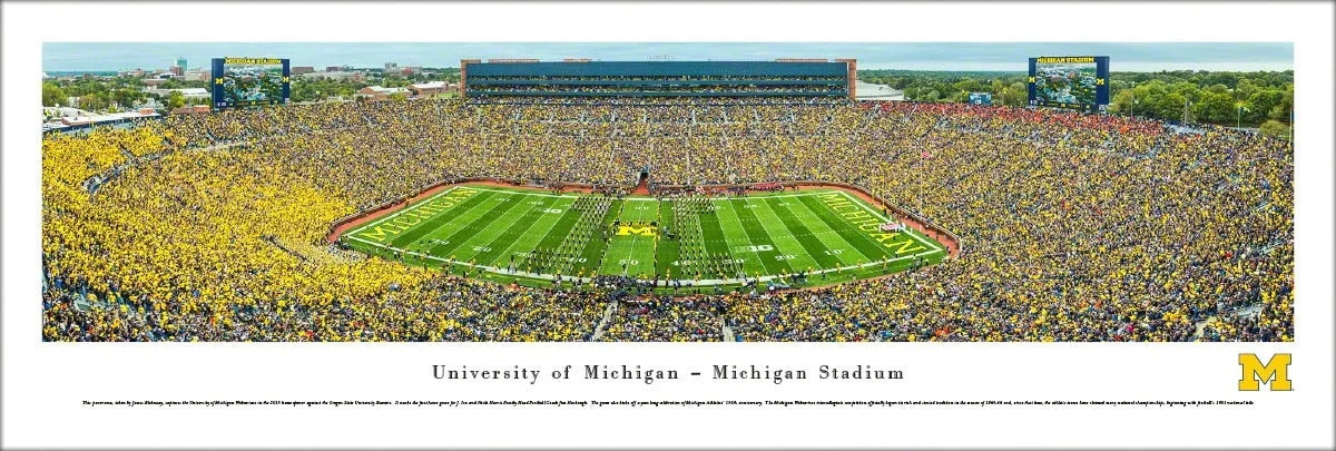 Michigan Wolverines Football Big House Gameday "Band M" Panoramic Poster Print - Blakeway 2015