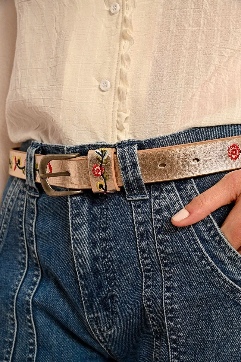 Molly Bracken Embroidered Belt Gold