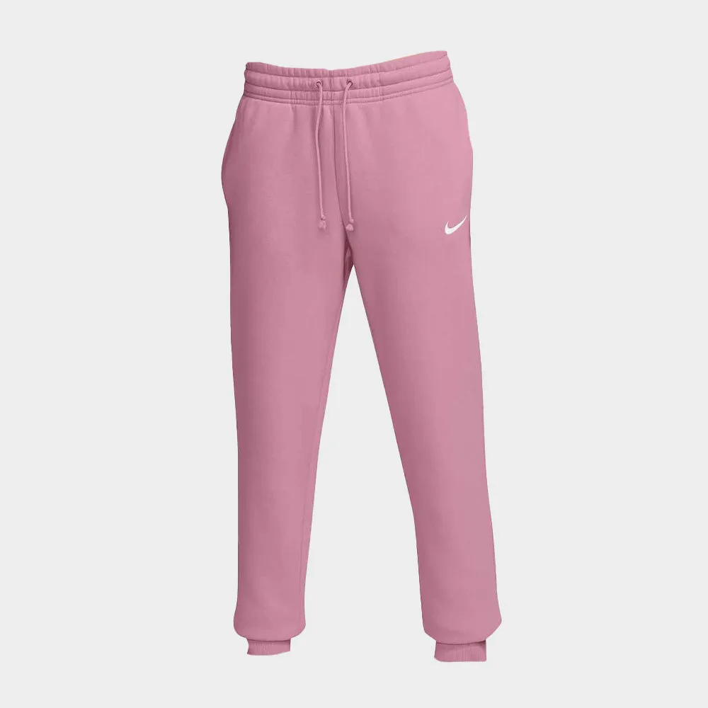 Nike Womens Sportswear Phoenix Fleece Mid-Rise Pants Pink/White _ 183128 _ Pink