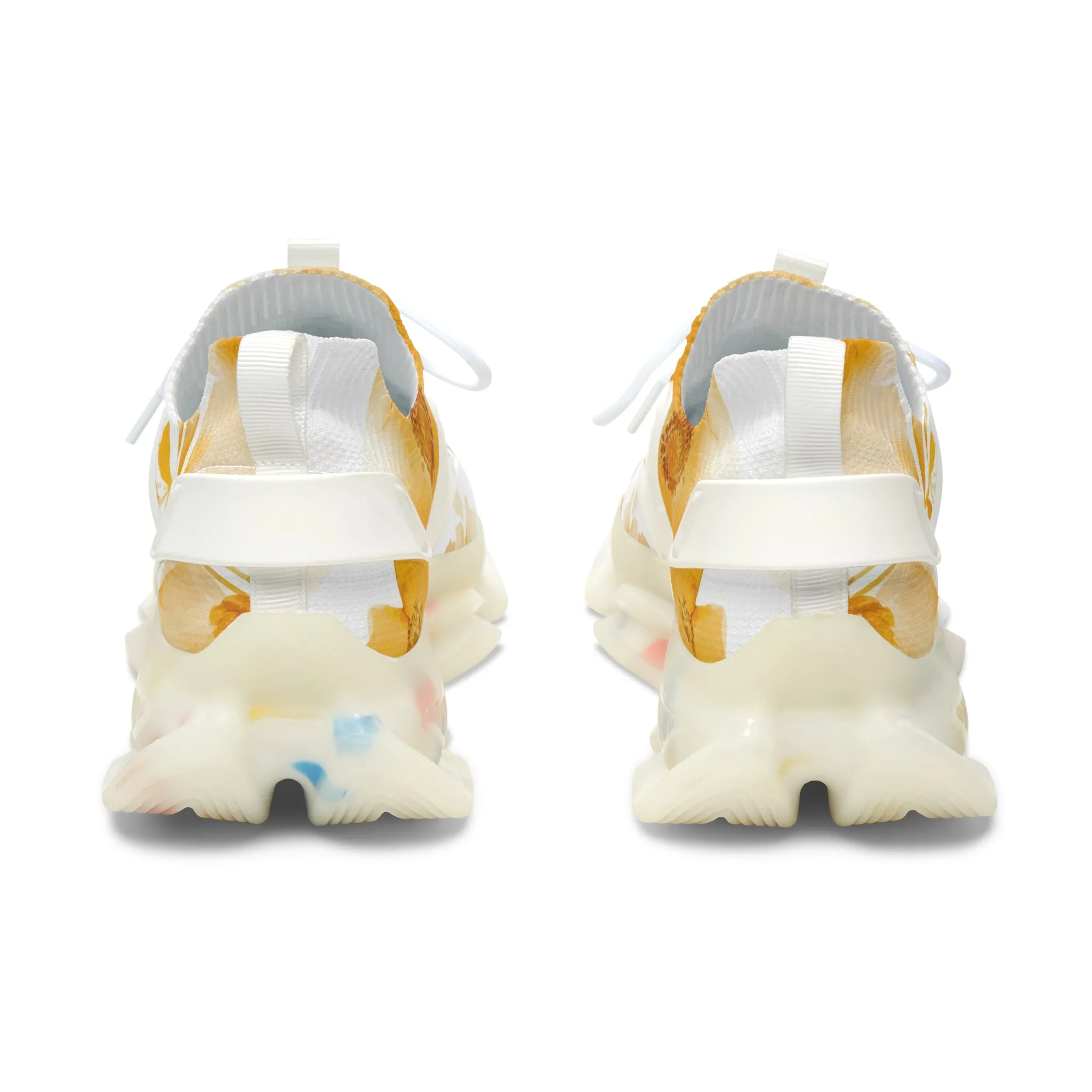 Orange Flowers Women's Mesh Sneakers