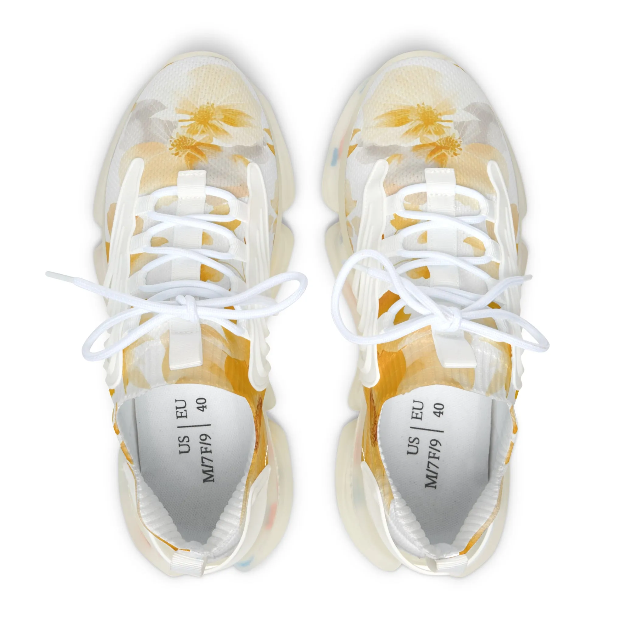 Orange Flowers Women's Mesh Sneakers