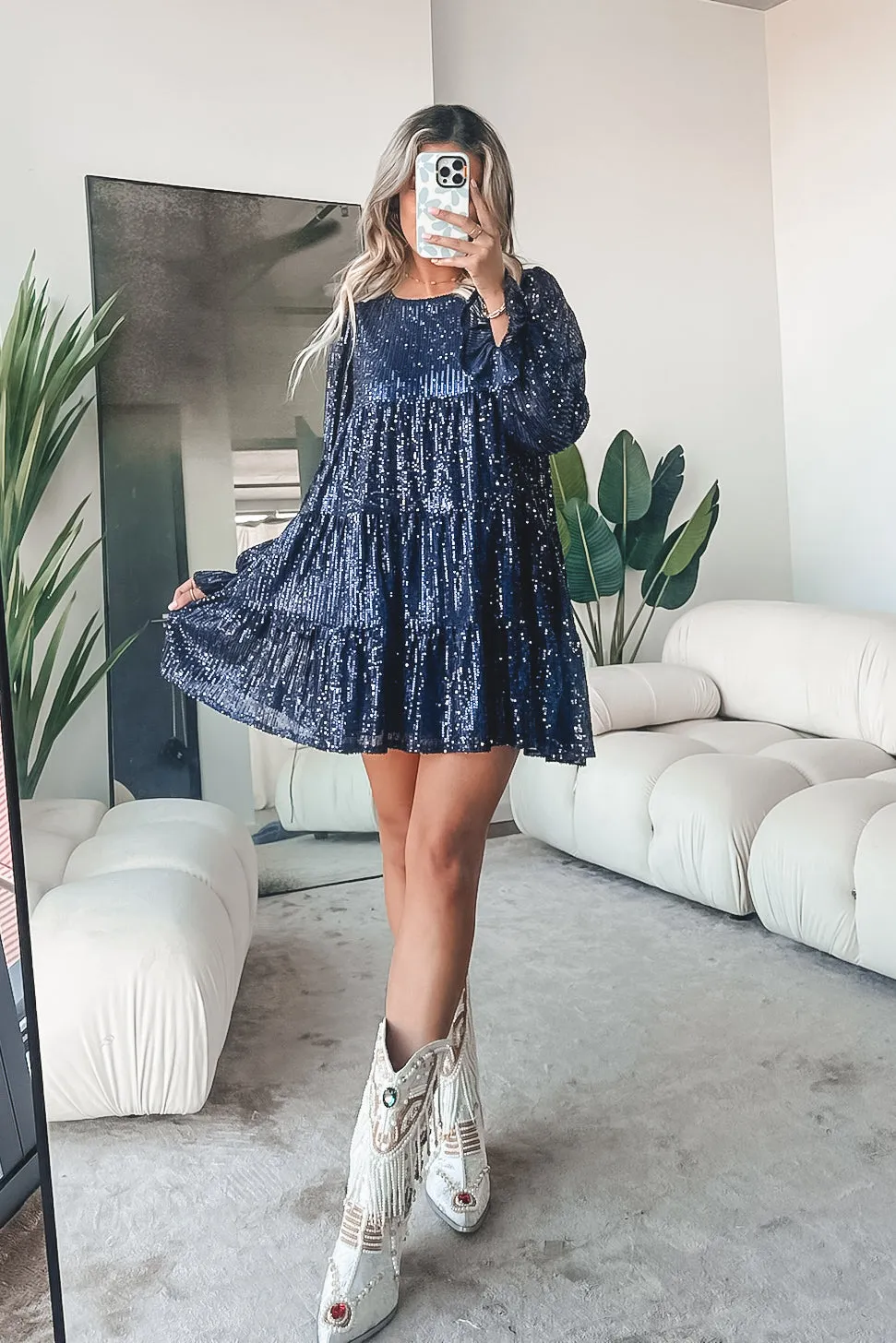 Party Girl Here Sequin Navy Dress