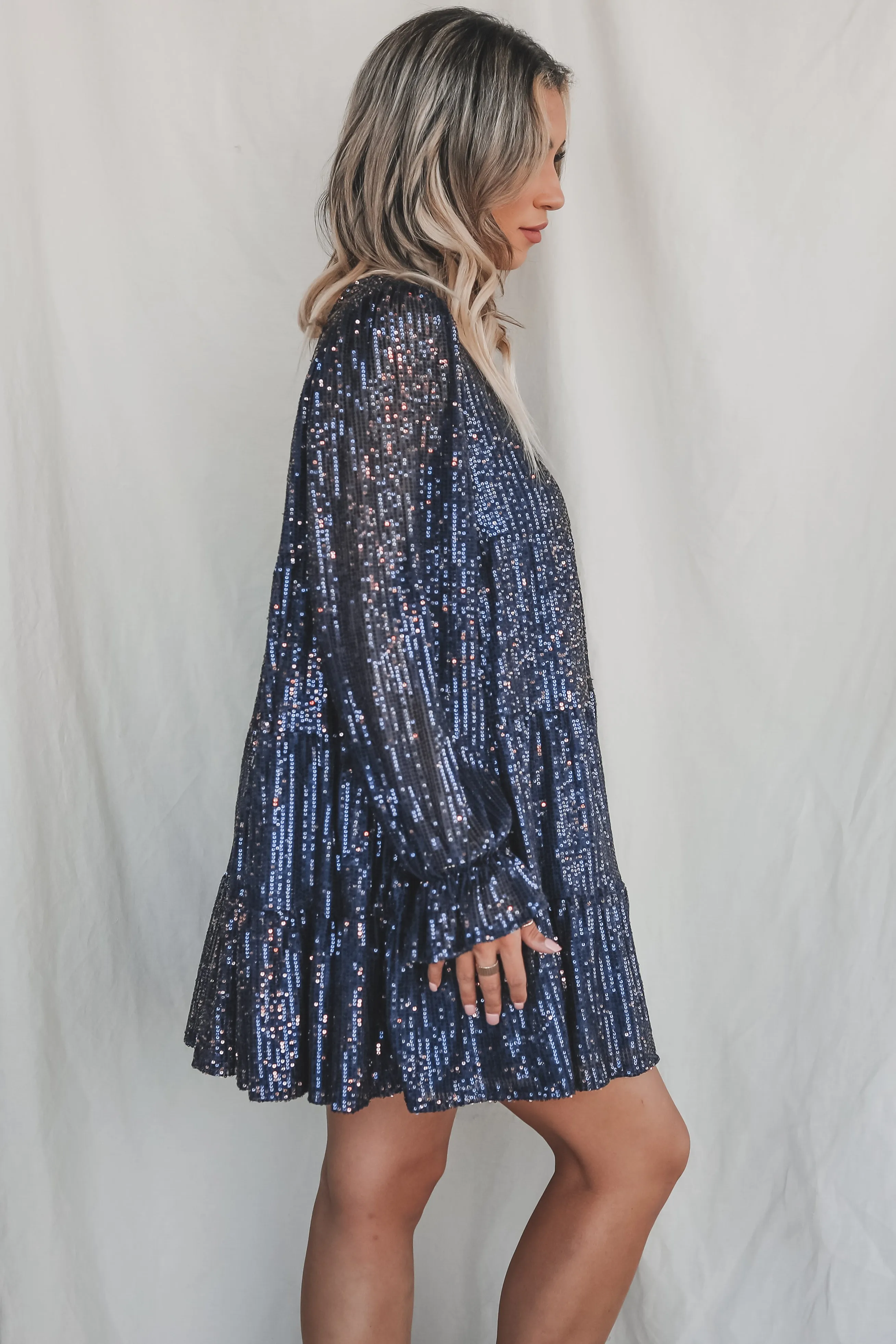 Party Girl Here Sequin Navy Dress