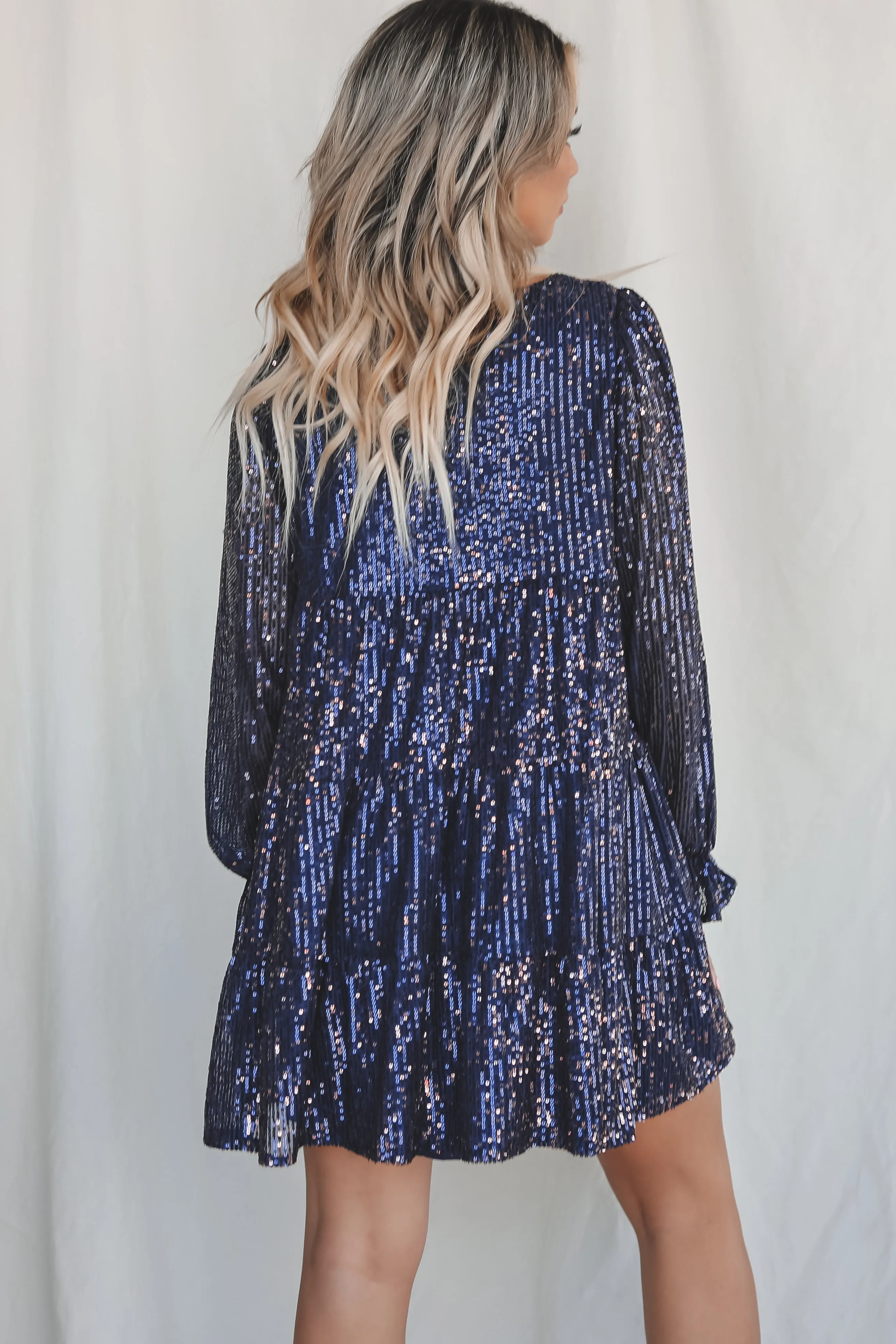Party Girl Here Sequin Navy Dress