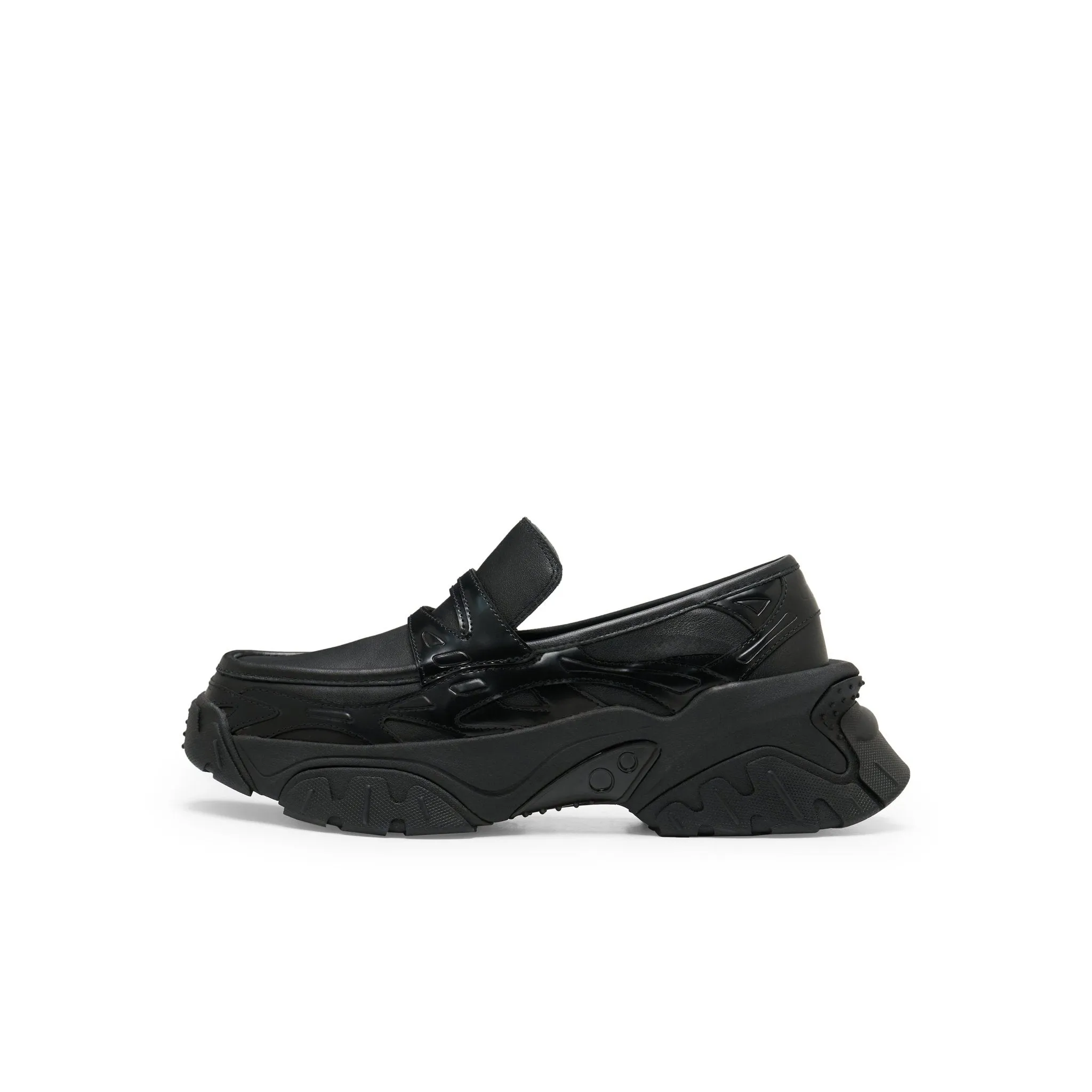 Patchwork Loafer Platform Sneakers In Black