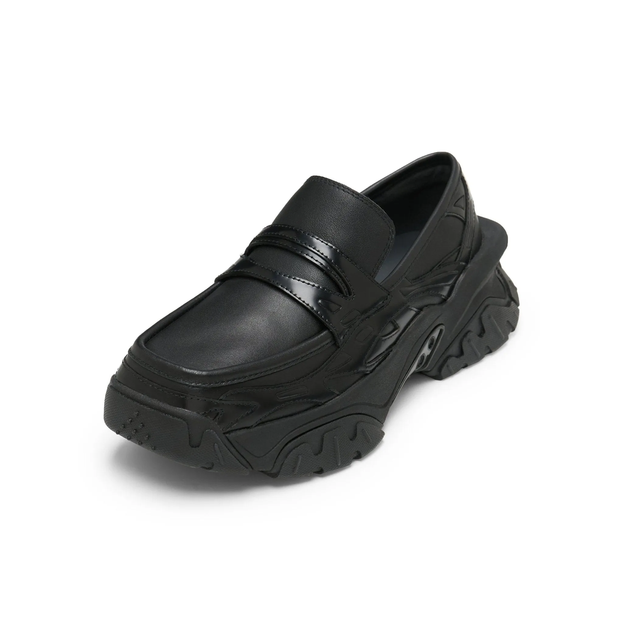 Patchwork Loafer Platform Sneakers In Black