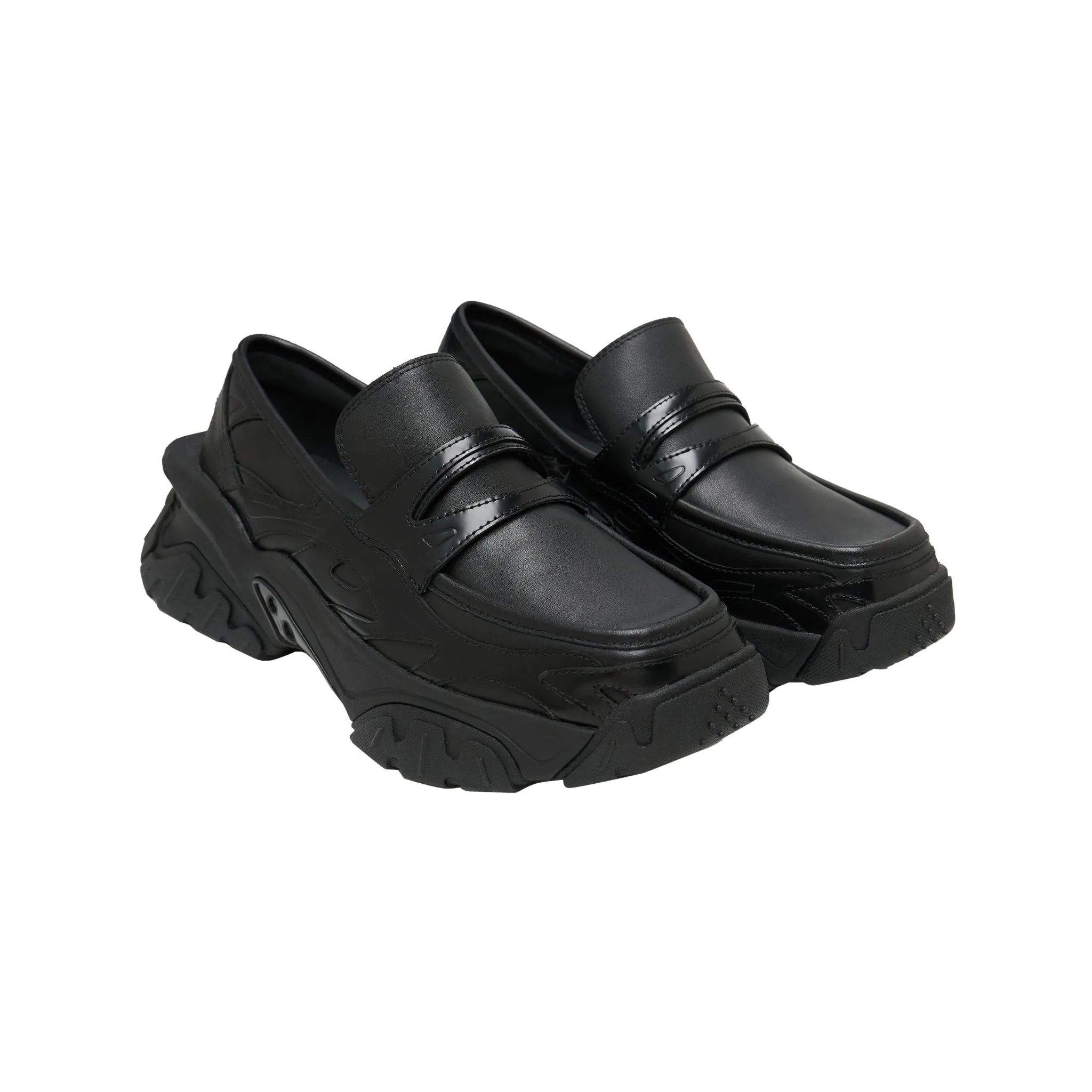 Patchwork Loafer Platform Sneakers In Black