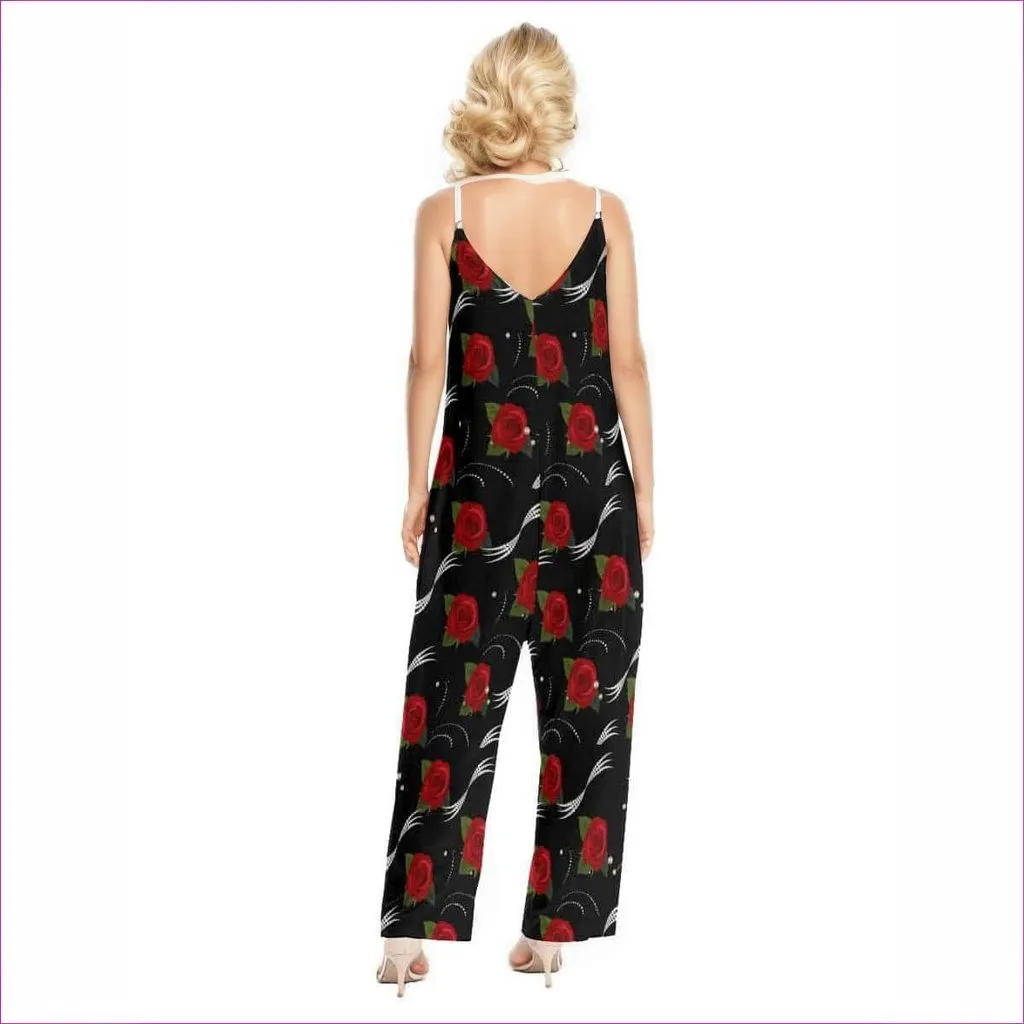 Pearls & Roses Womens Loose Cami Jumpsuit