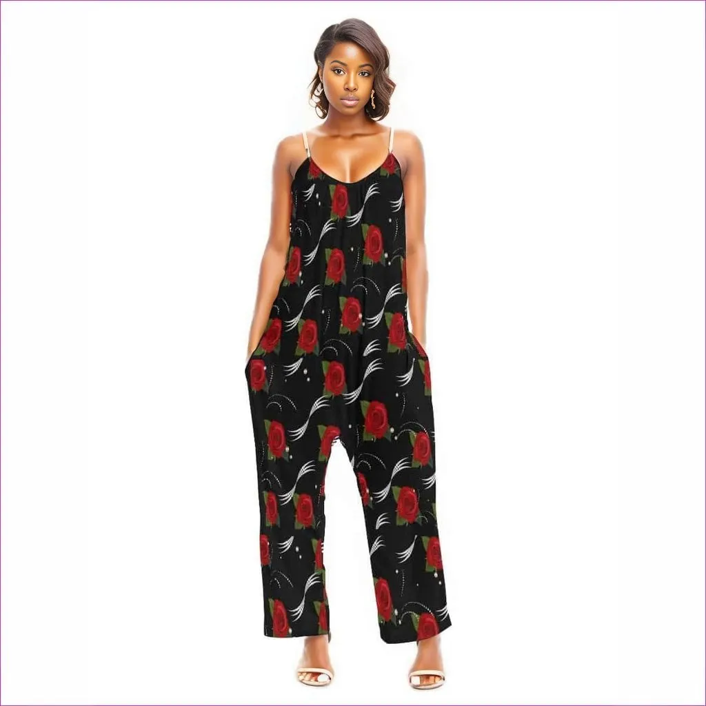 Pearls & Roses Womens Loose Cami Jumpsuit