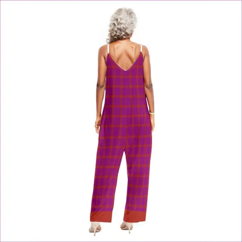 Perfusion Plaid Womens Loose Cami Jumpsuit
