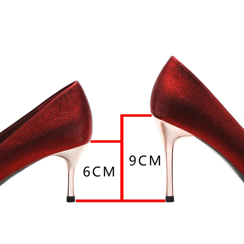 Pointed Red Showy Heeled Bridal Shoes
