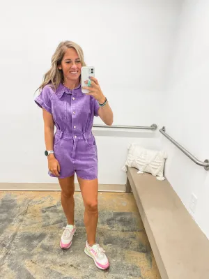 Purple Denim Romper