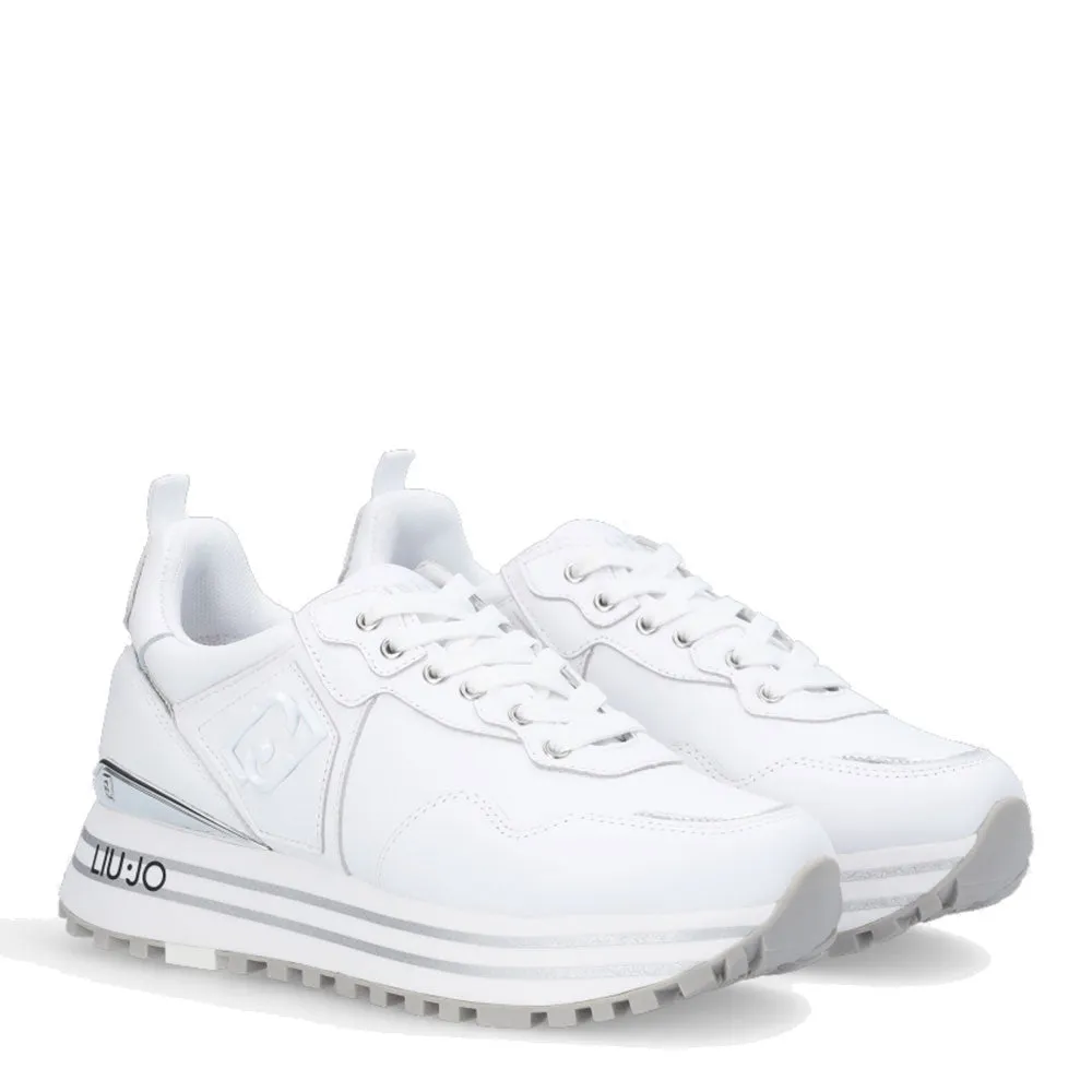 Scarpe Donna LIU JO Sneakers Platform Maxi Wonder 01 in Pelle Bianca