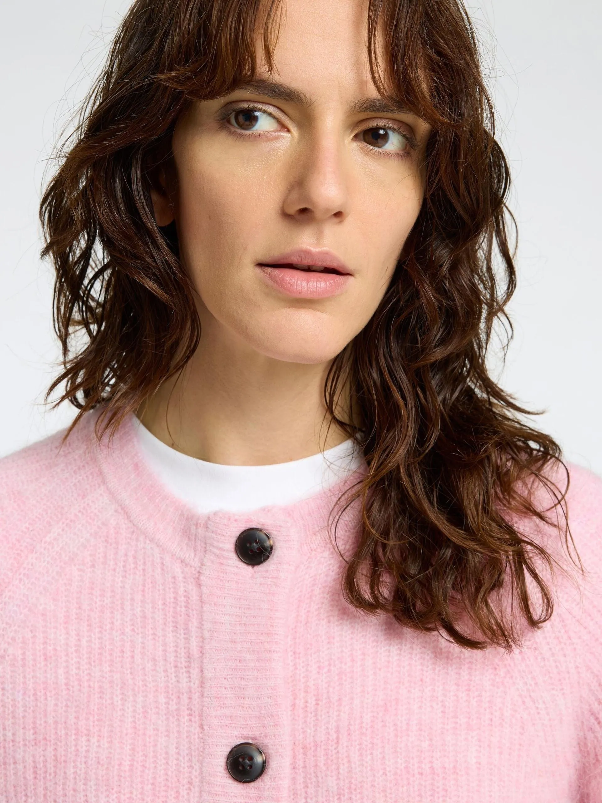 Selected Femme Lulu Knit Cardi Mauve Melange