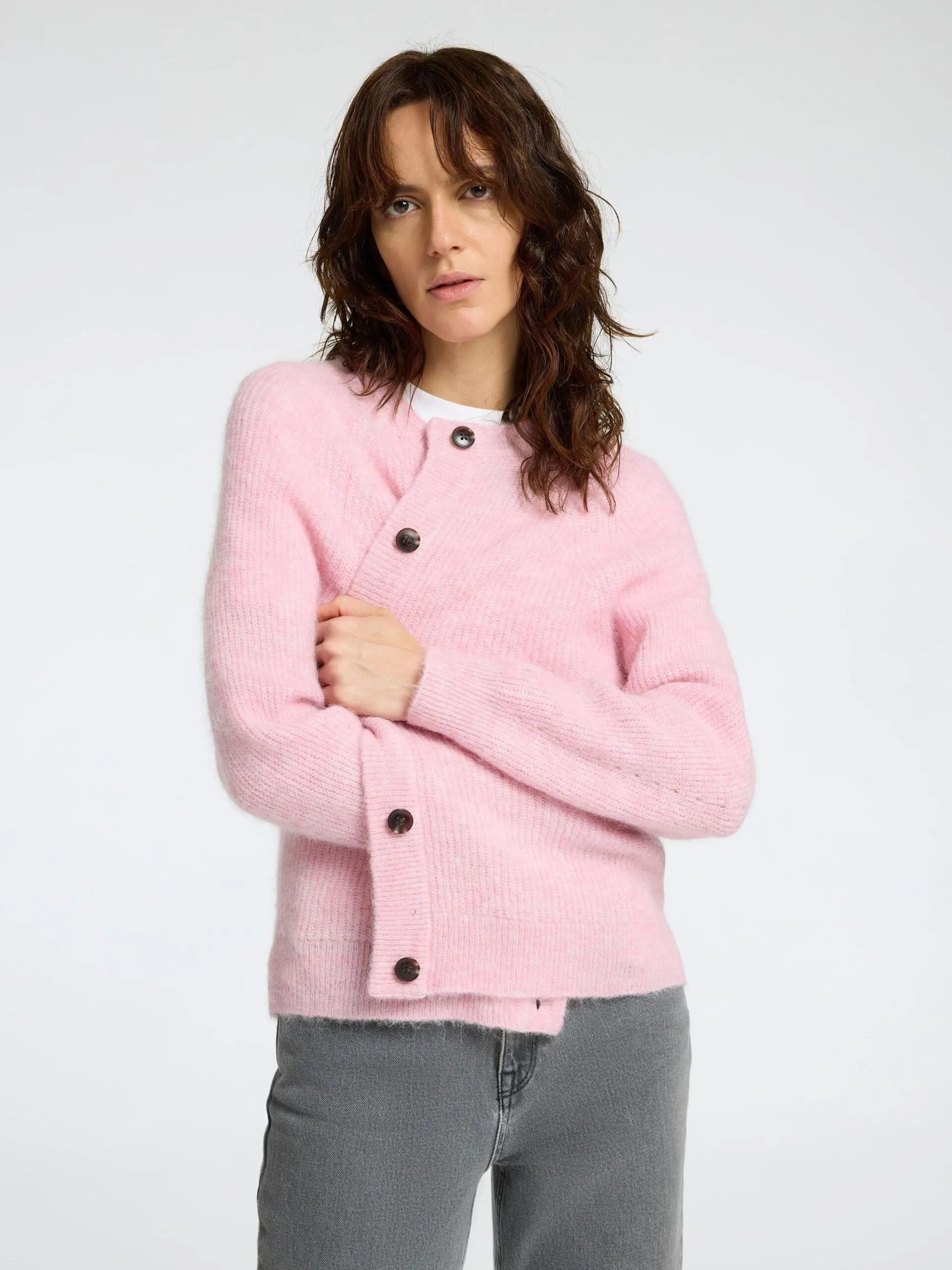 Selected Femme Lulu Knit Cardi Mauve Melange