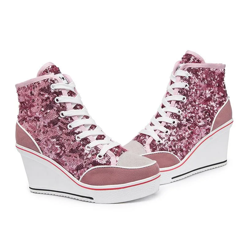 Sequin Platform Sneakers