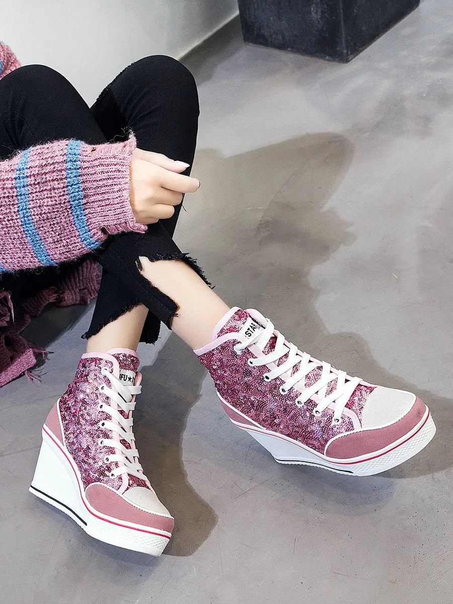 Sequin Platform Sneakers
