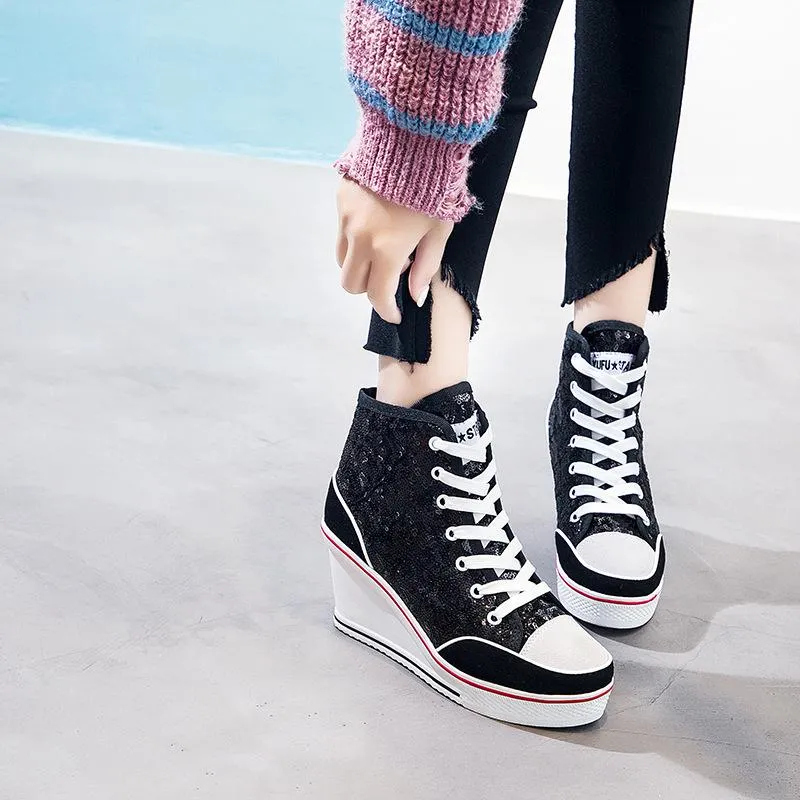 Sequin Platform Sneakers