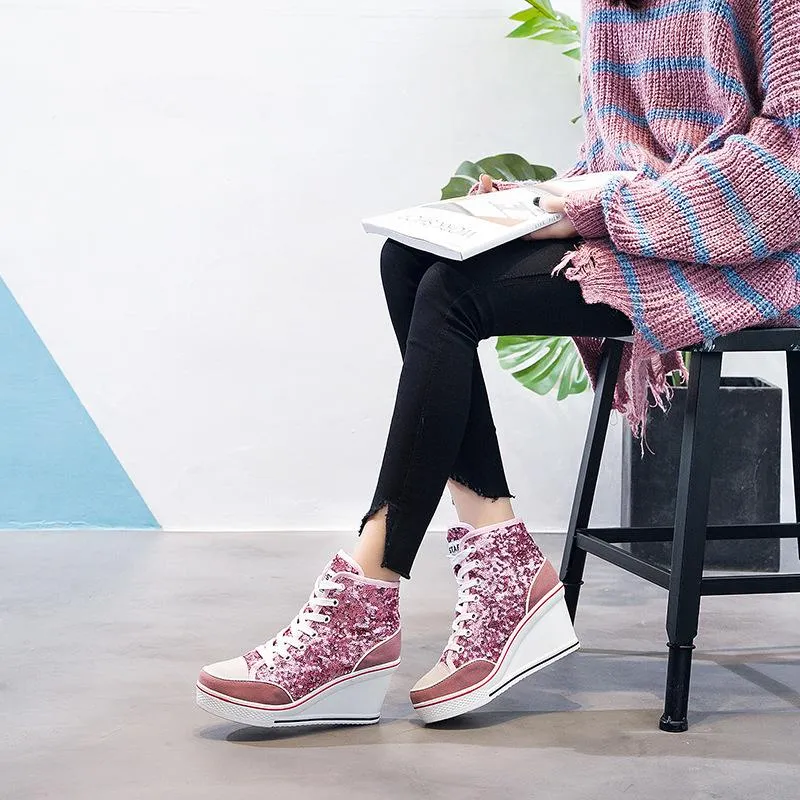 Sequin Platform Sneakers
